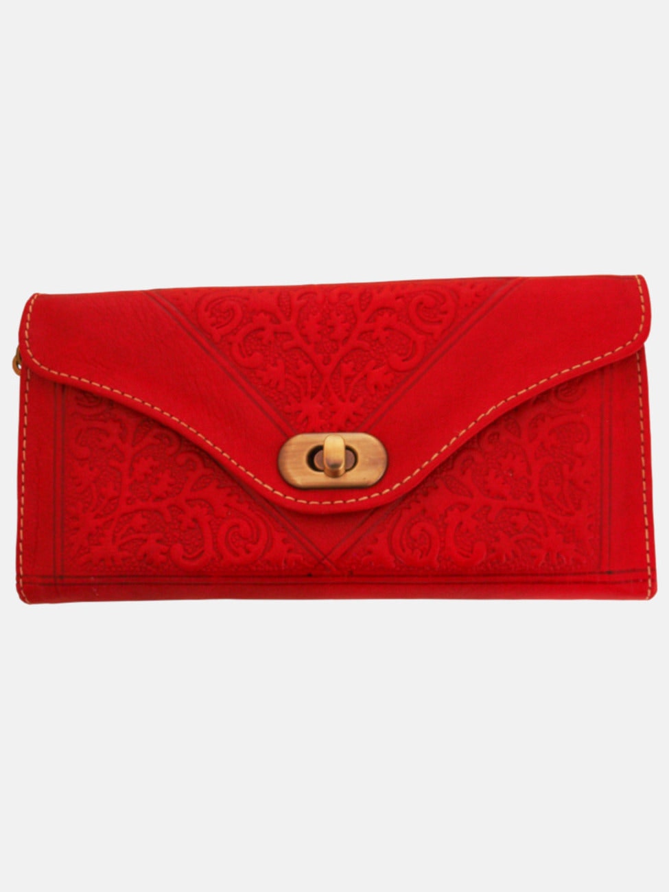Berber Leather Red Leather Tri-Fold Purse