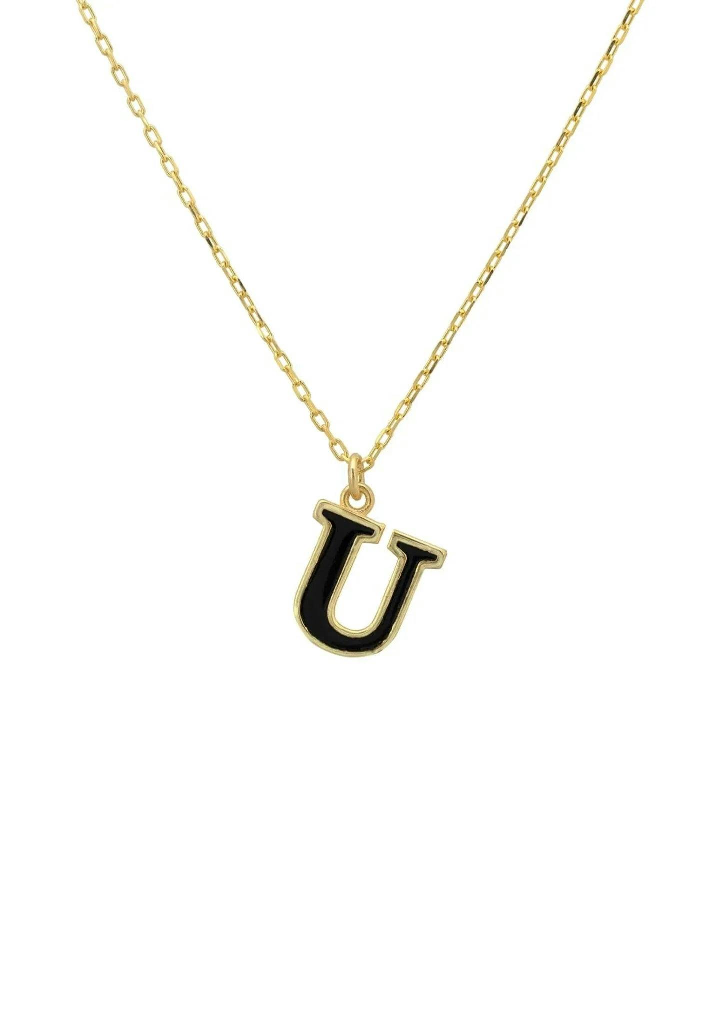 Latelita Gold Initial Enamel Necklace U
