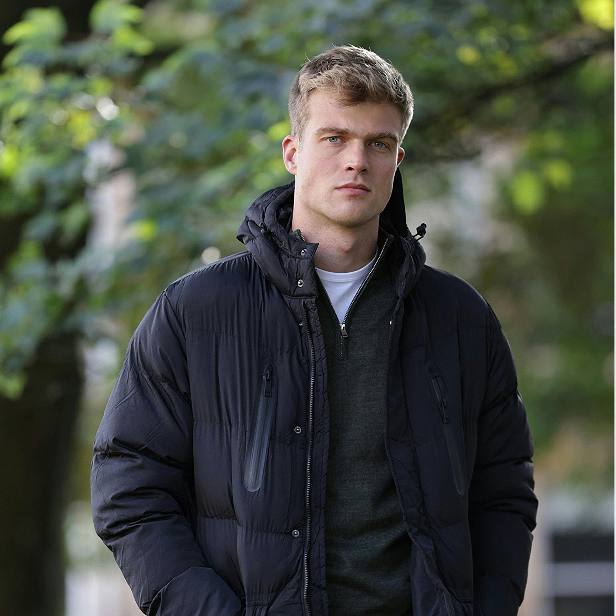 Brave Soul Black Longline Hooded Padded Jacket - M