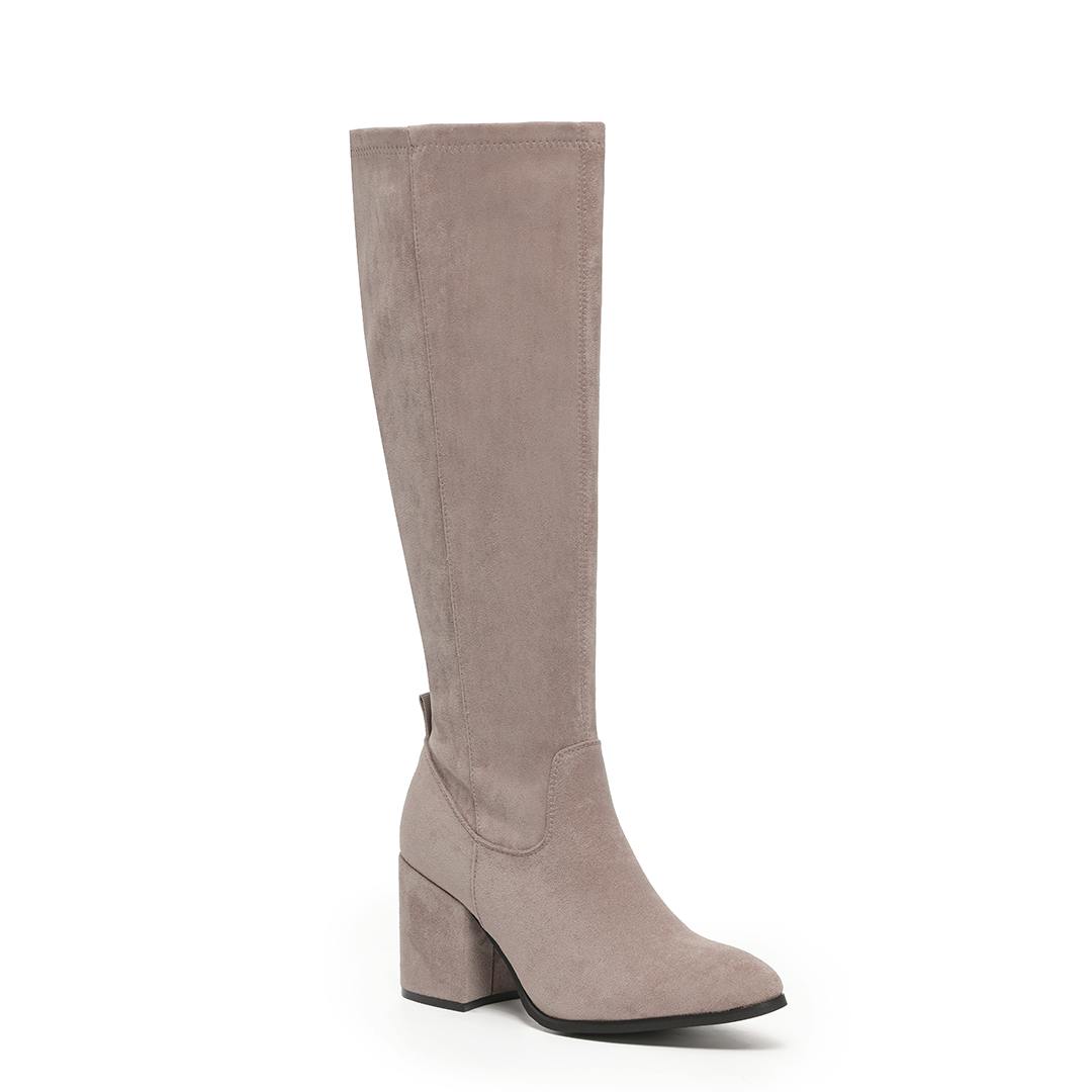 Viva Women's Quinn: Knee High Heeled Long Boots - 6 - Taupe