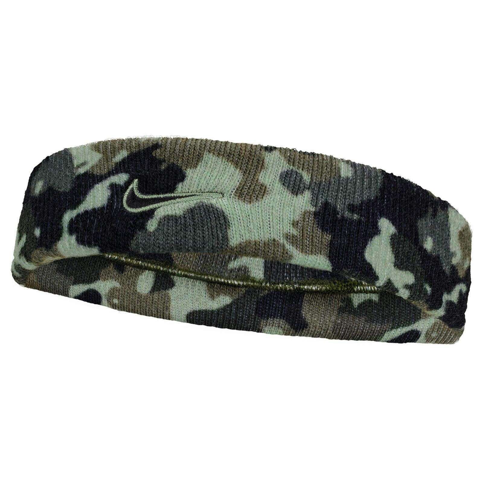 Nike Green/Black Classic Swoosh Dri-Fit Camo Headband - Oil - One Size - Oil - 93% Polyester/7% Rubber
