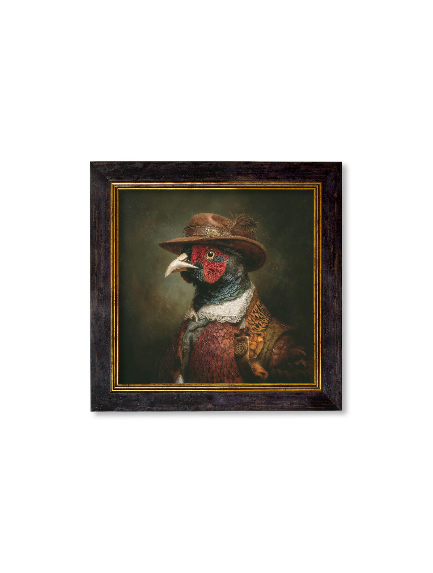 Rackhams Dark/Green/Black Baron Von Beak - Huntsman Pheasant Oxford Square Frame - 44 X 44Cm