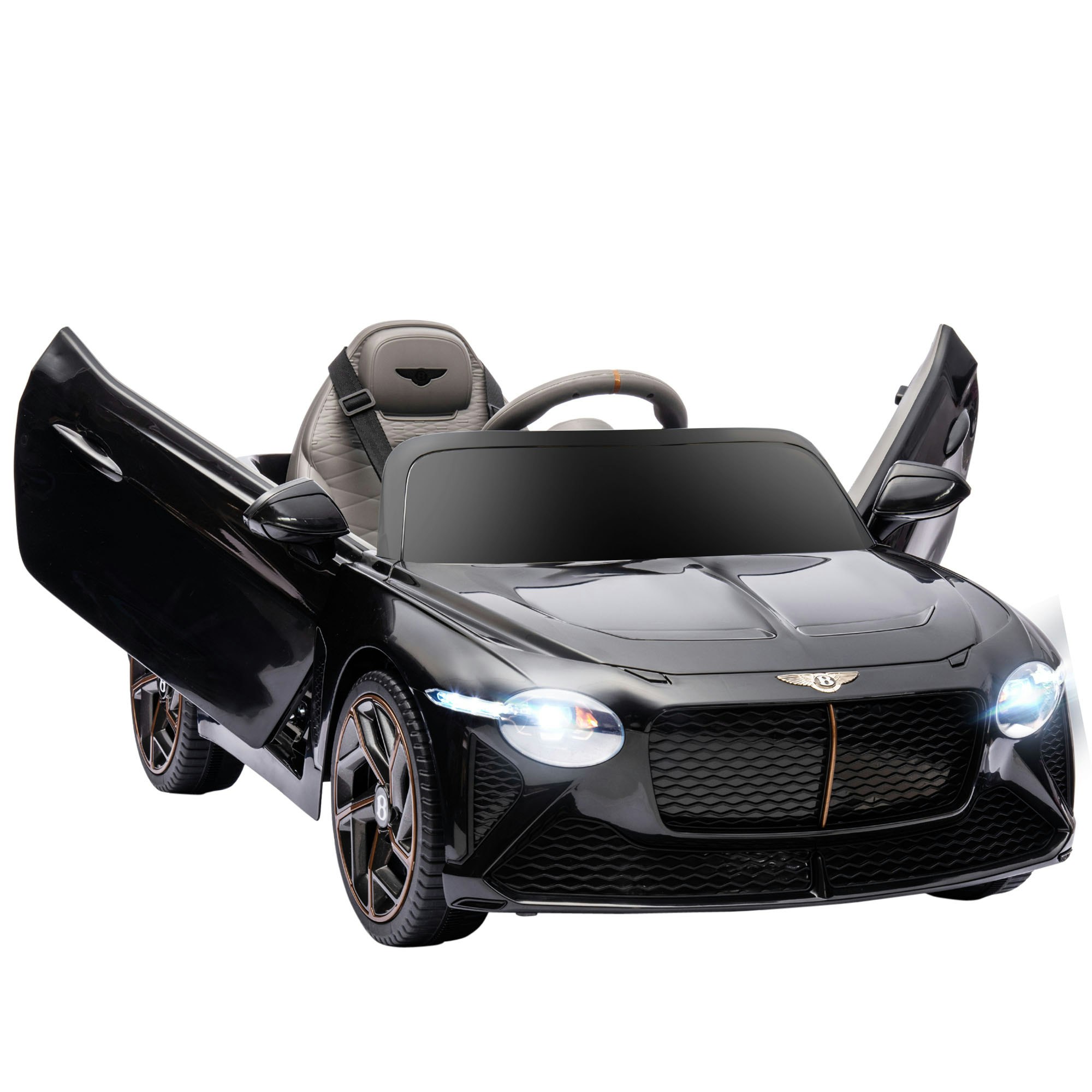 Homcom Black Bentley Bacalar Licensed 12V Kids Electric Ride-On W/ Remote Size 12