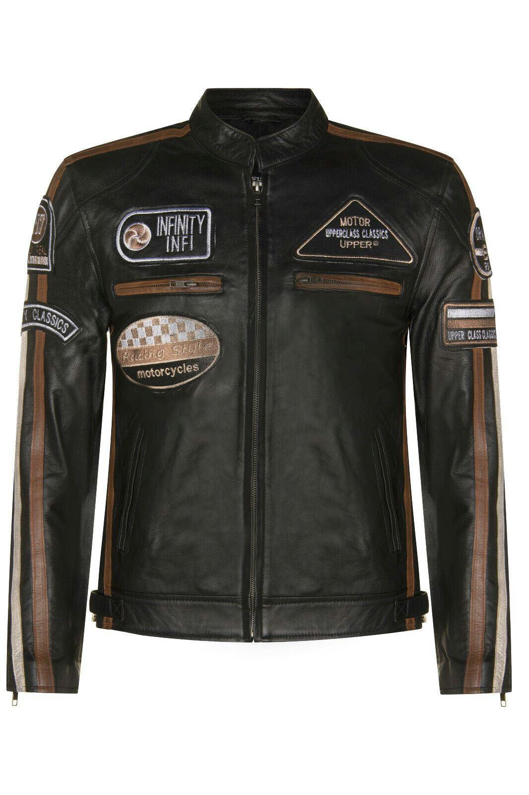 Infinity Leather Men's Black Racing Leather Biker Jacket-Portland - 2 - Uk 3XL | Eu 56 | Us 46