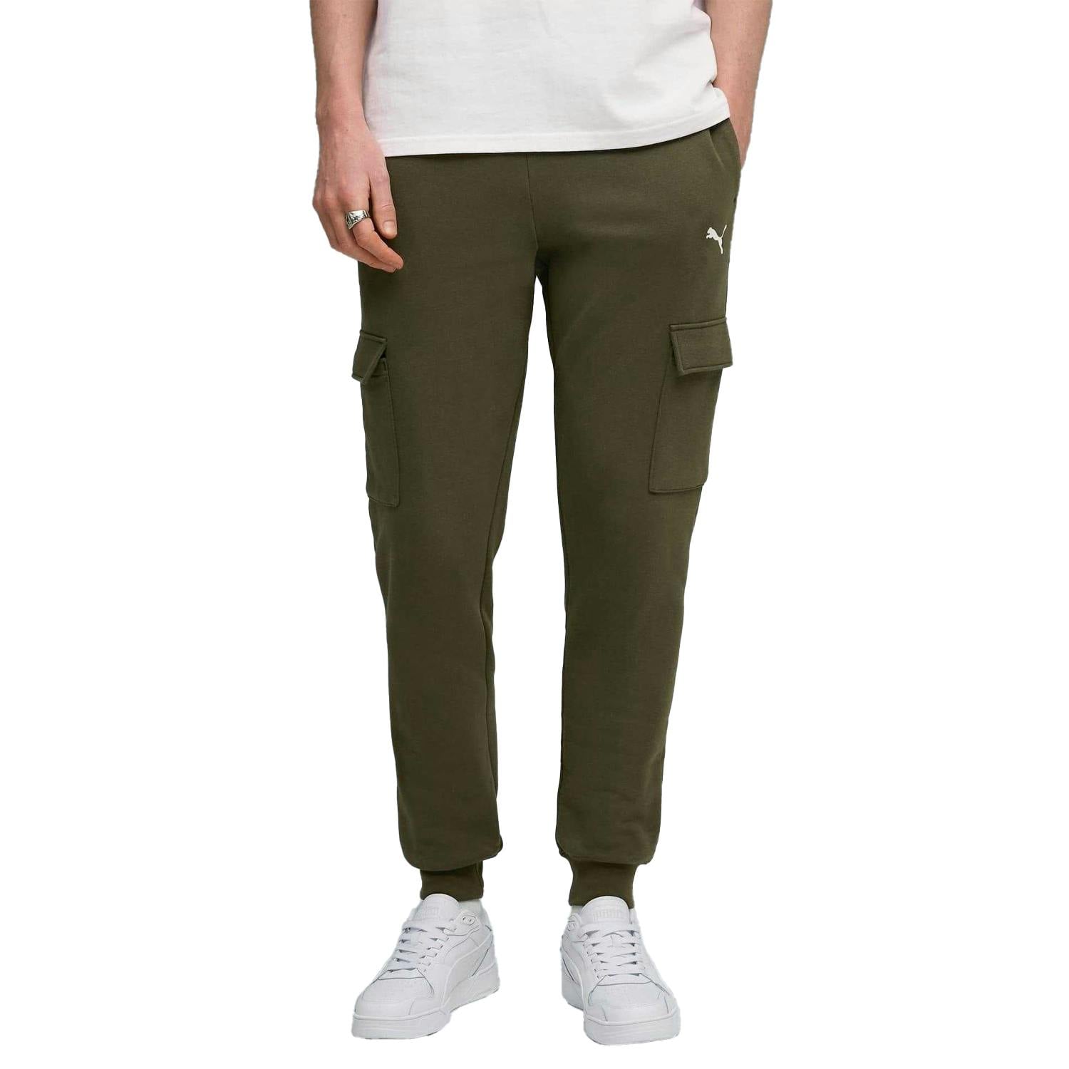 Puma Men's Fleece Small Logo Cargo Trousers - Olive - Xxl - Olive - 100% Cotton