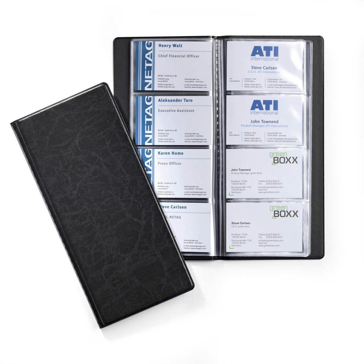Durable Black Visifix Pu Leather 192 Business Card Album Organiser Wallet Book |