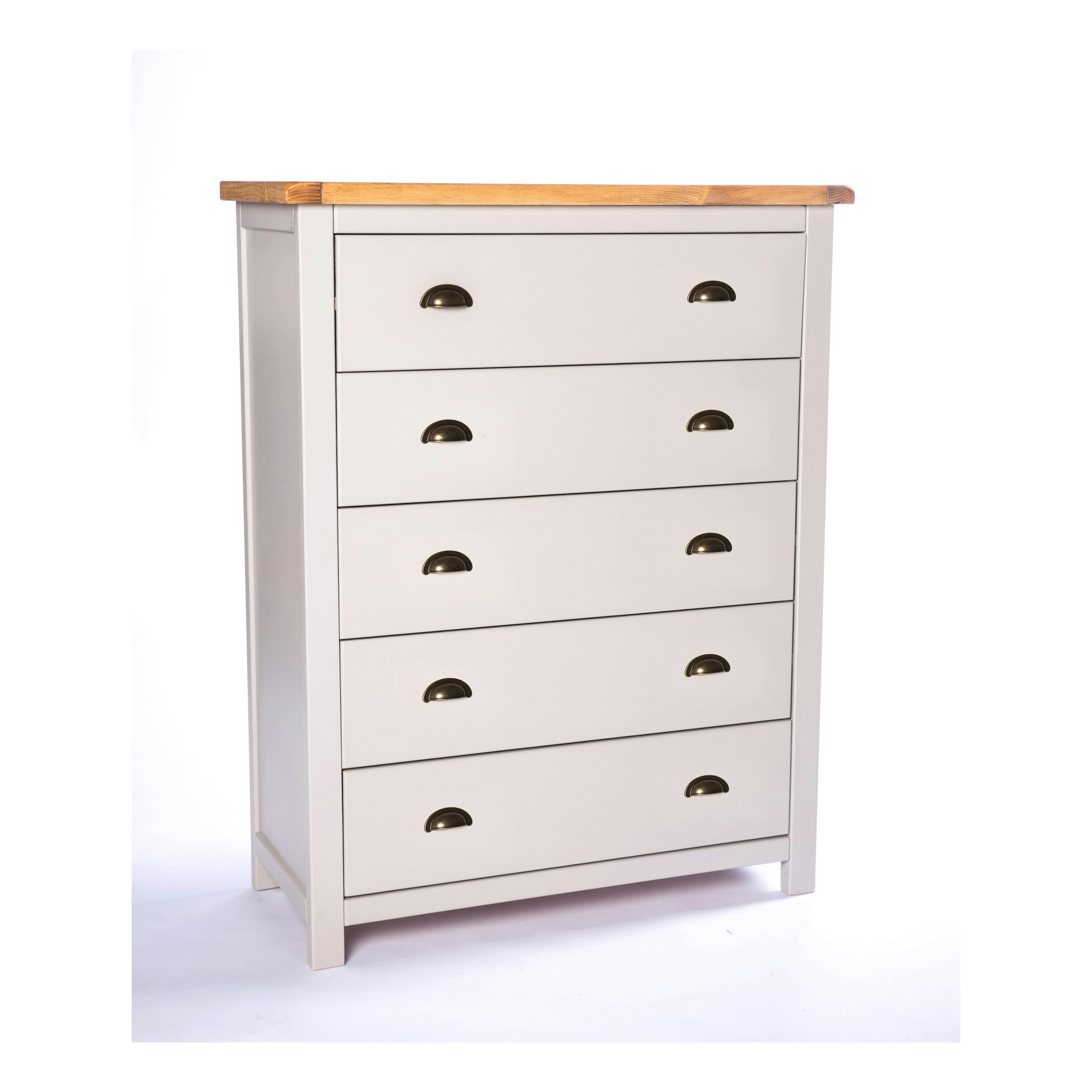 Cabinet Bits Unisex Light Grey Argenta Drawer Chest Of Drawers Brass Cup Handle In Size 5 - Image 2