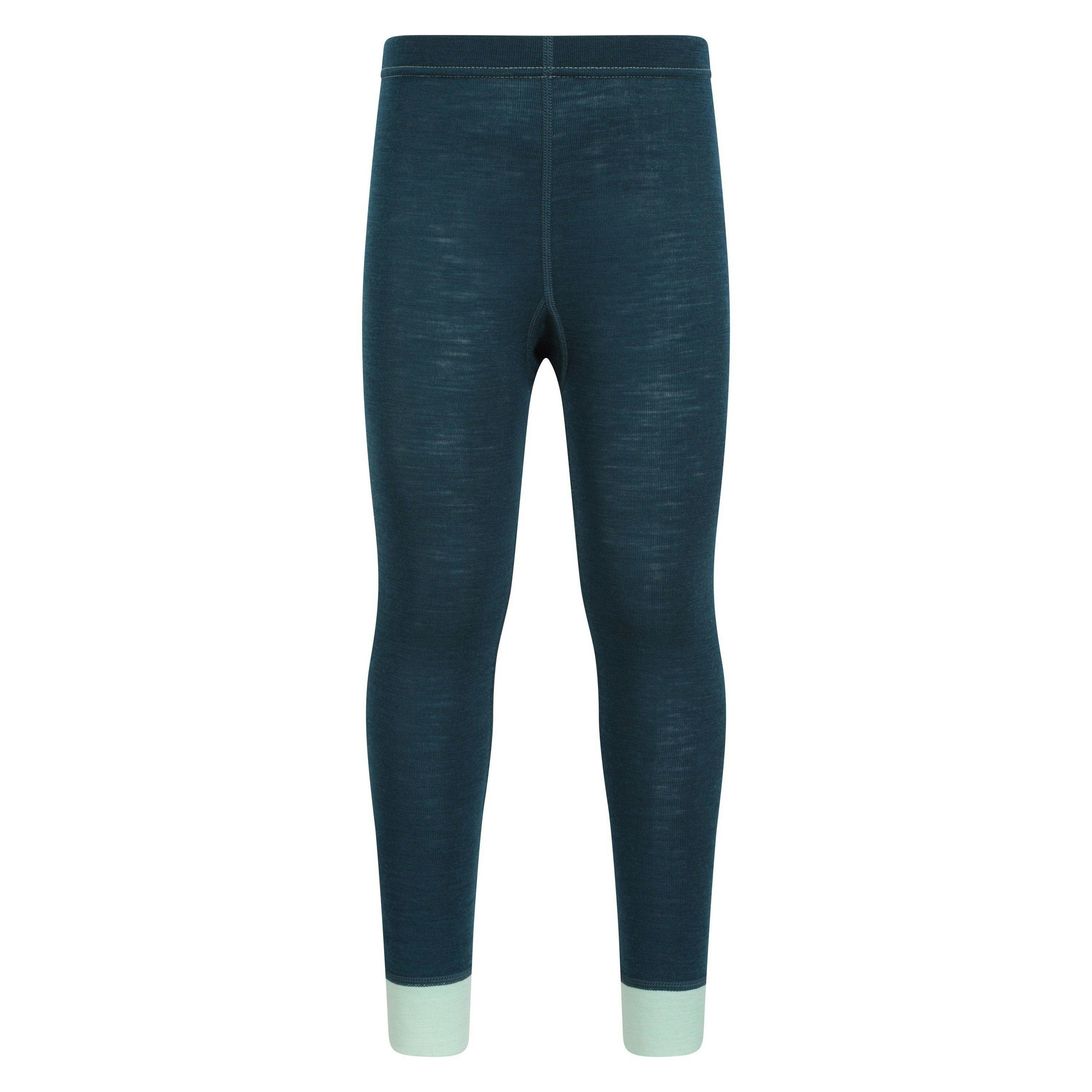 Mountain Warehouse Childrens/Kids Ii Merino Wool Base Layer Bottoms - Teal - 7-8 Years - Teal - 70% Merino Wool/30% Polyester
