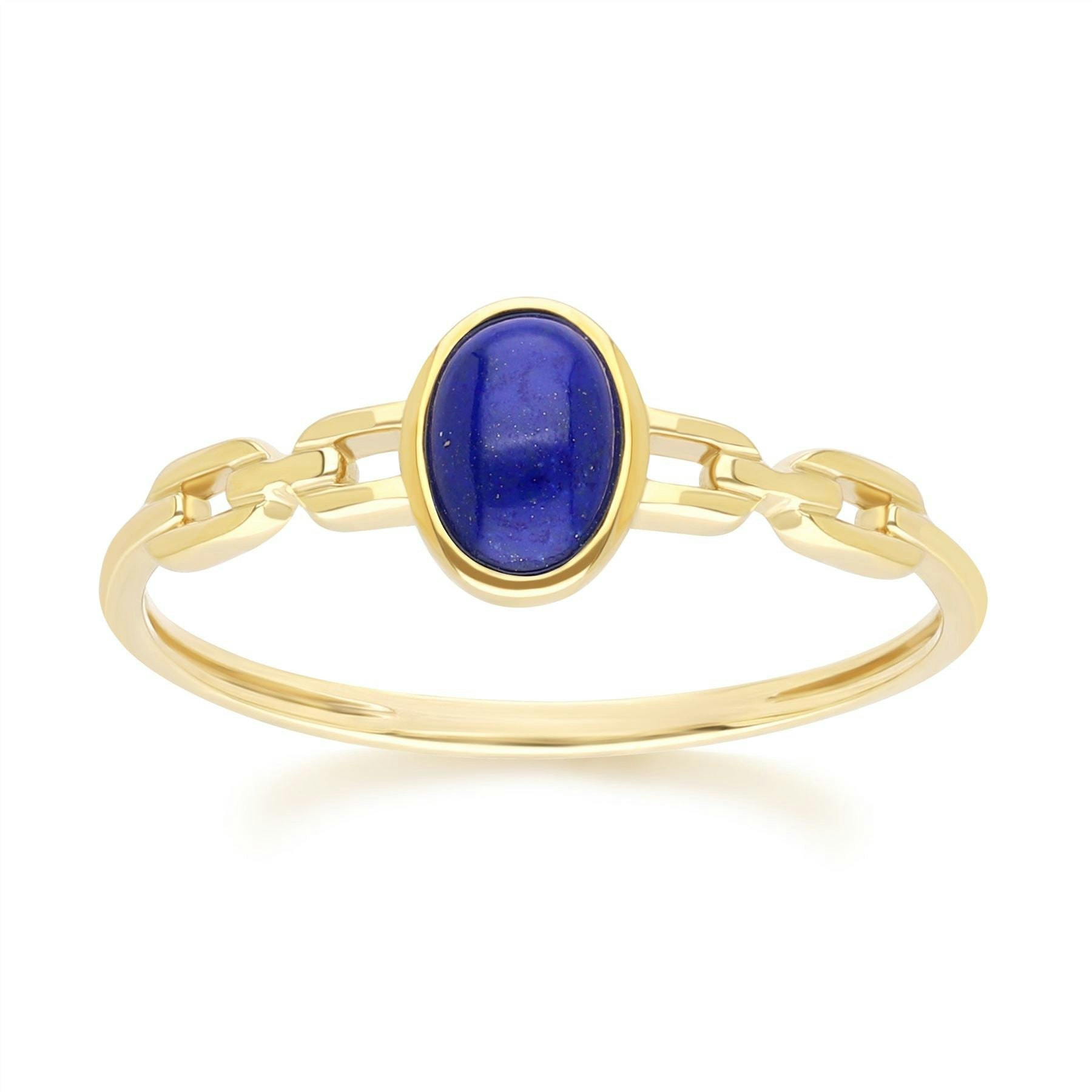 Gemondo Yellow/Gold Classic Oval Lapis Lazuli Chain Ring In 9Ct - O
