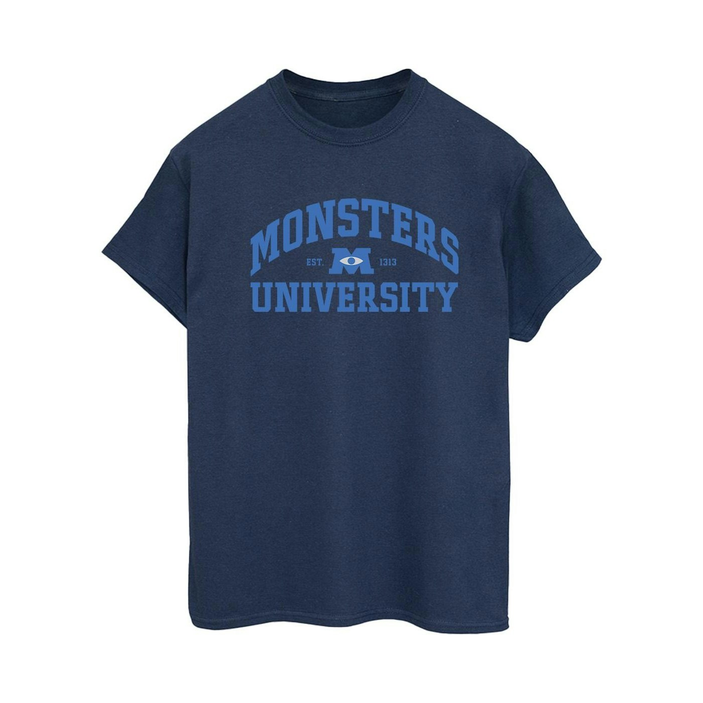 Disney Women's Blue / Monsters University Logo Cotton Boyfriend T-Shirt - Navy - Navy - Xxl