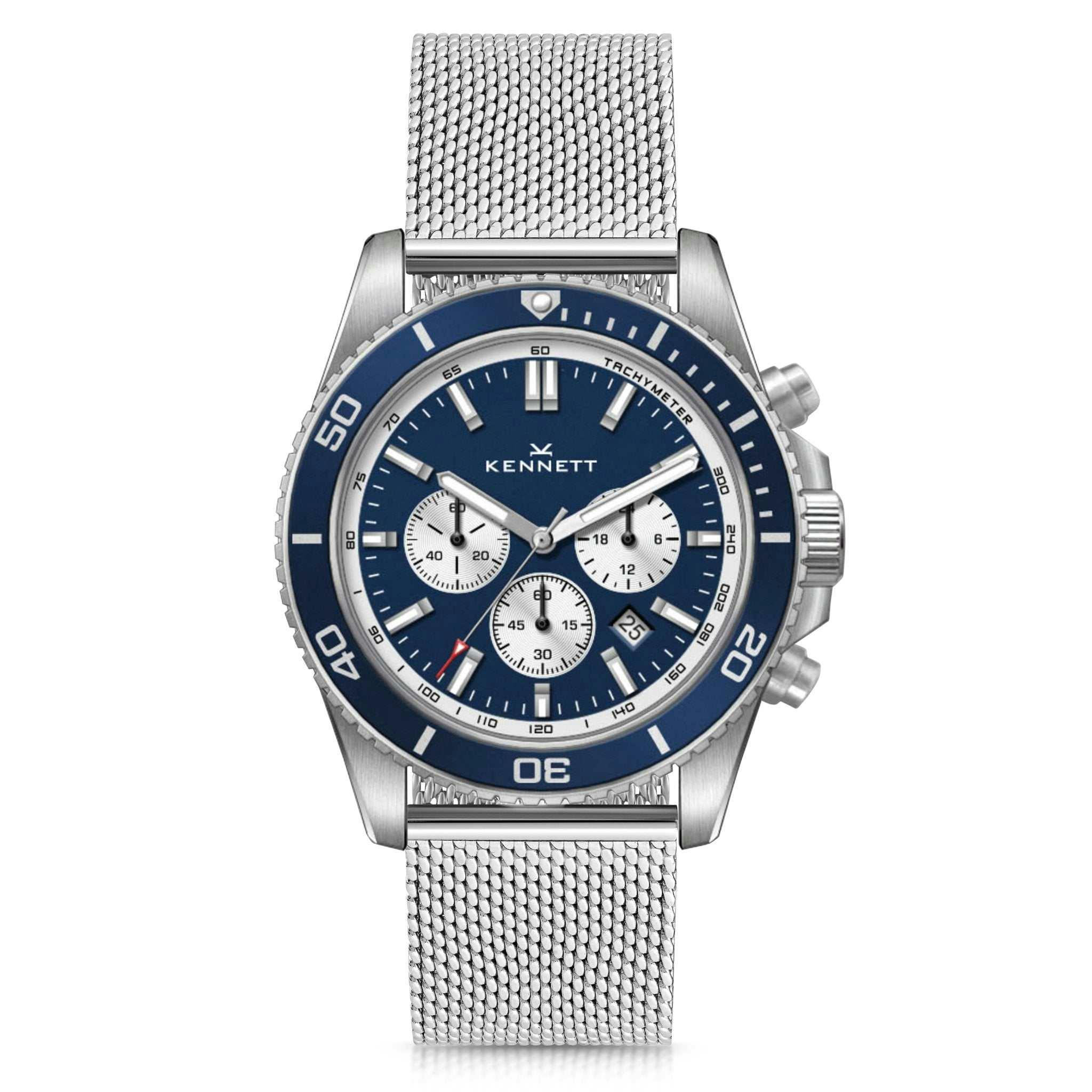 Kennett Blue/Light Pacesetter Chronograph Watch | Nautical Inspired Timepiece - Milanese Mesh