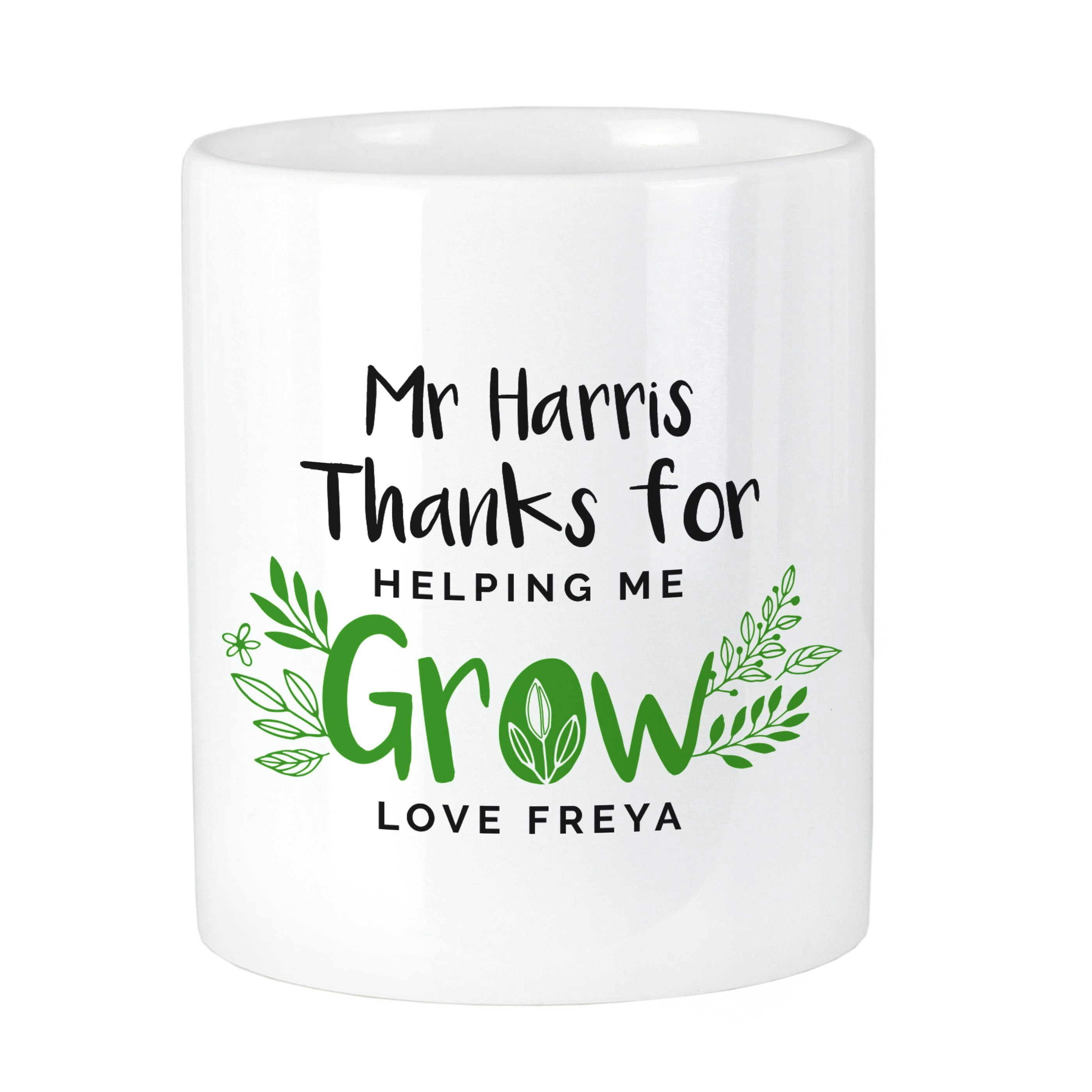 Rackhams Personalised Thanks For Helping Me Grow Ceramic Storage Pot