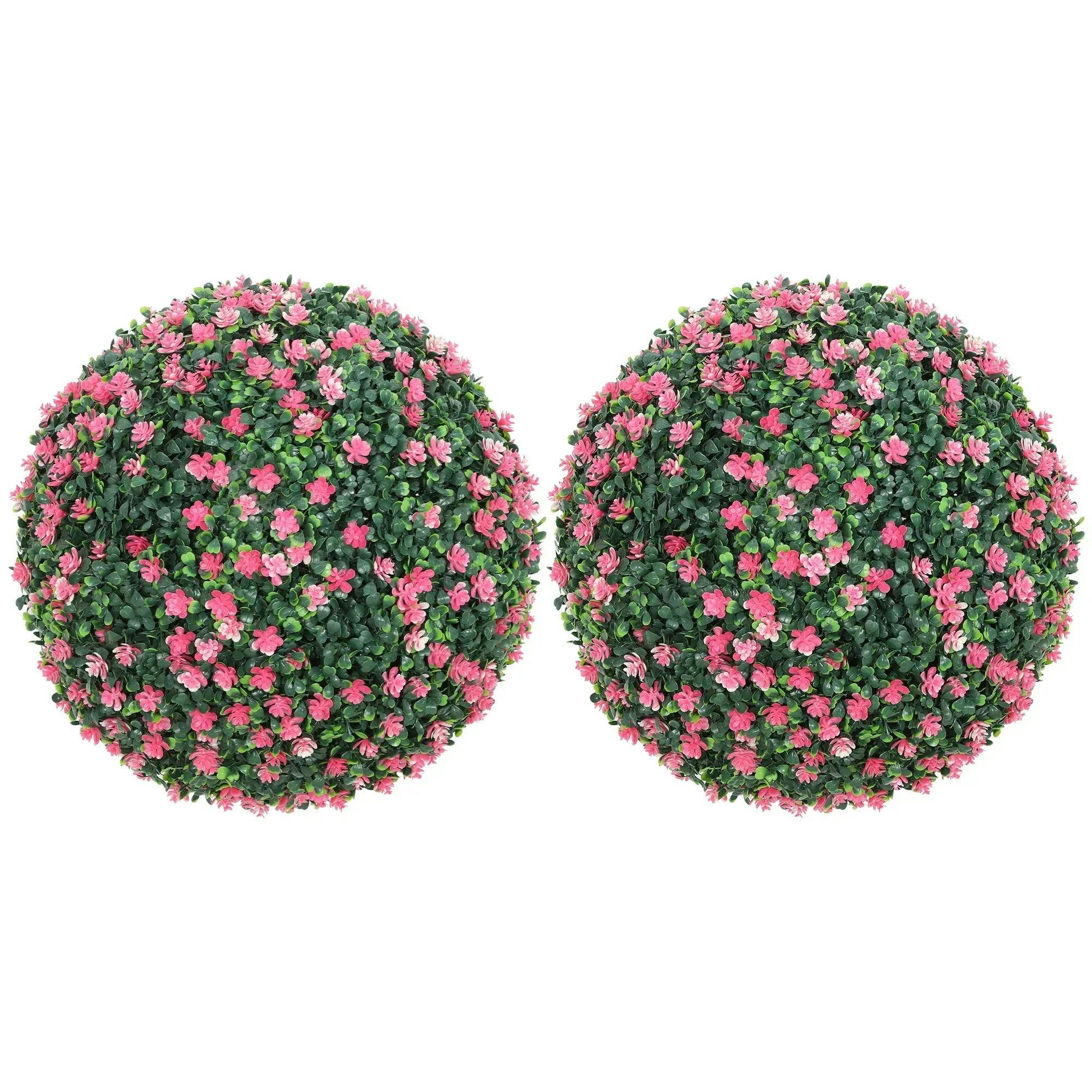 Homcom Set Of 2 Artificial Topiary Balls Indoor Outdoor Faux Boxwood Balls - Image 6