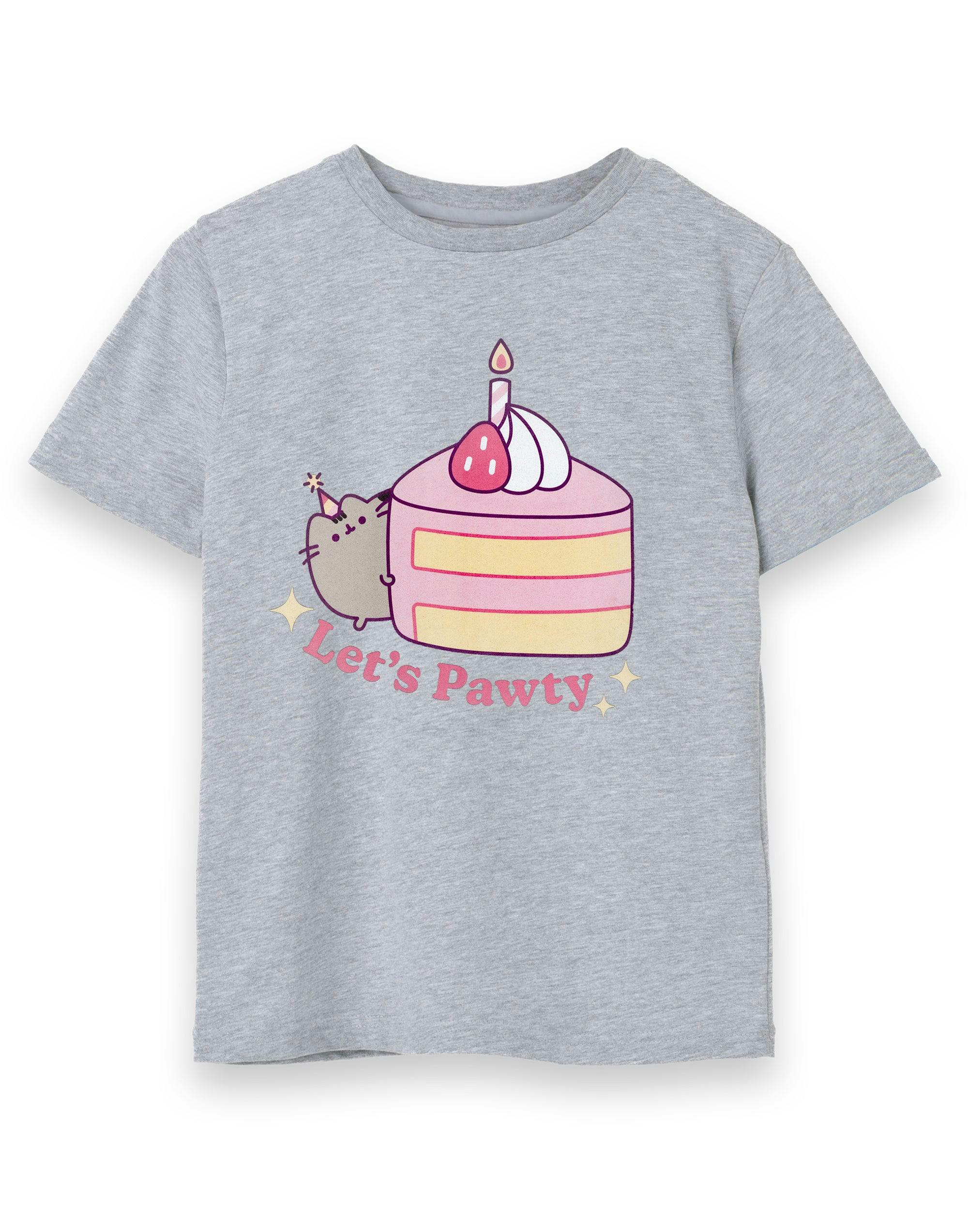 Vanilla Underground Girls Grey Pusheen Let's Pawty Short Sleeved T-Shirt - 13-14 Years