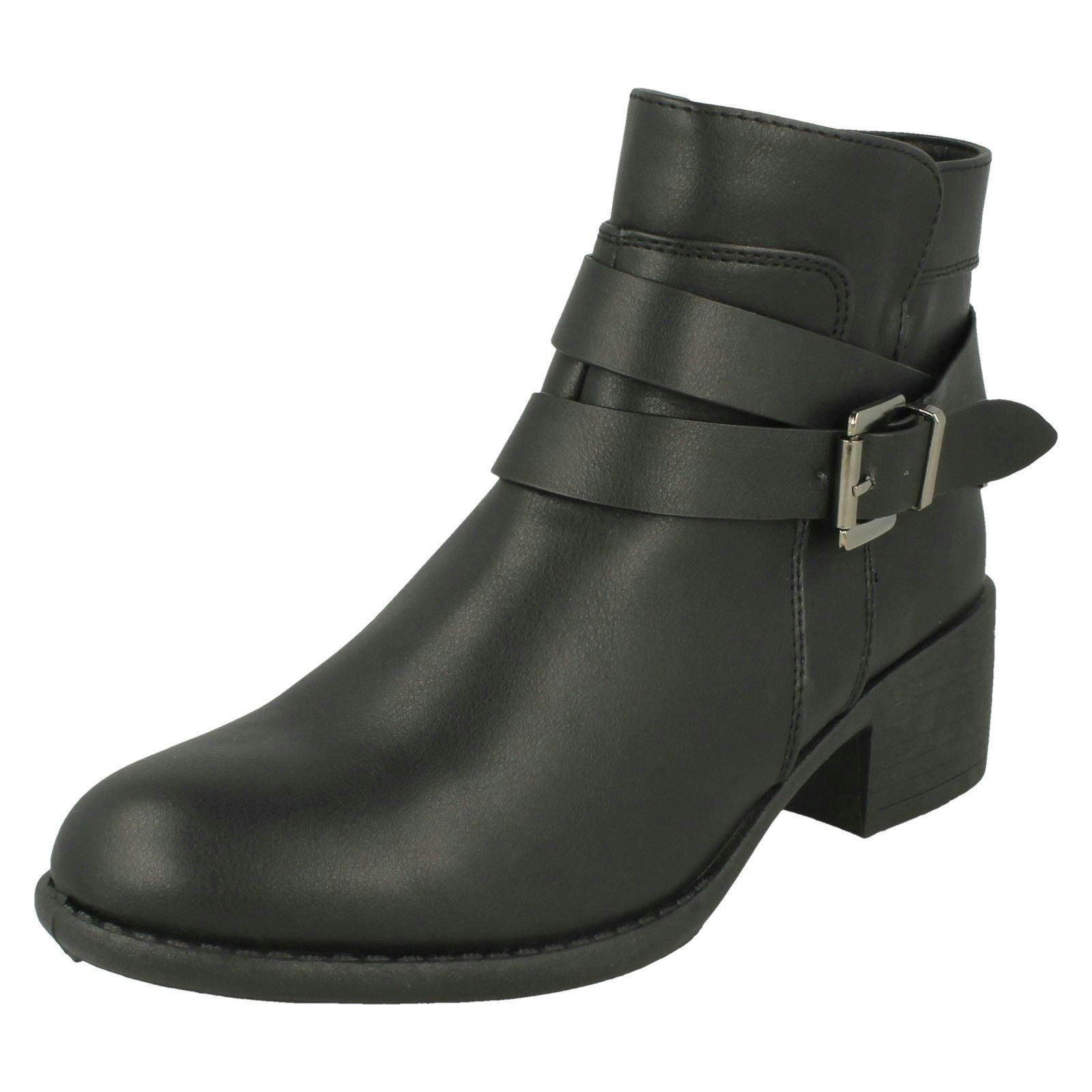 Spot On Women's Black Heeled Ankle Boots F51166 - Uk 6