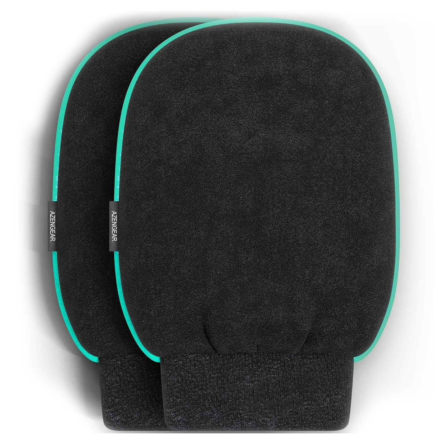Azengear Black Exfoliating Bath Glove, Korean Scrub Mitt (2 Pack)