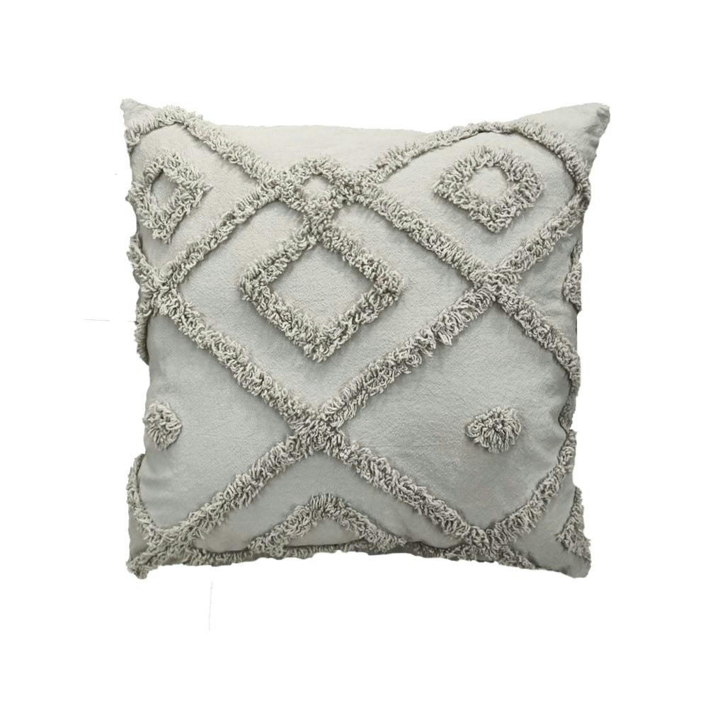 Velosso Grey Shabby Chic Tuft Cushion - 43Cm X 43Cm