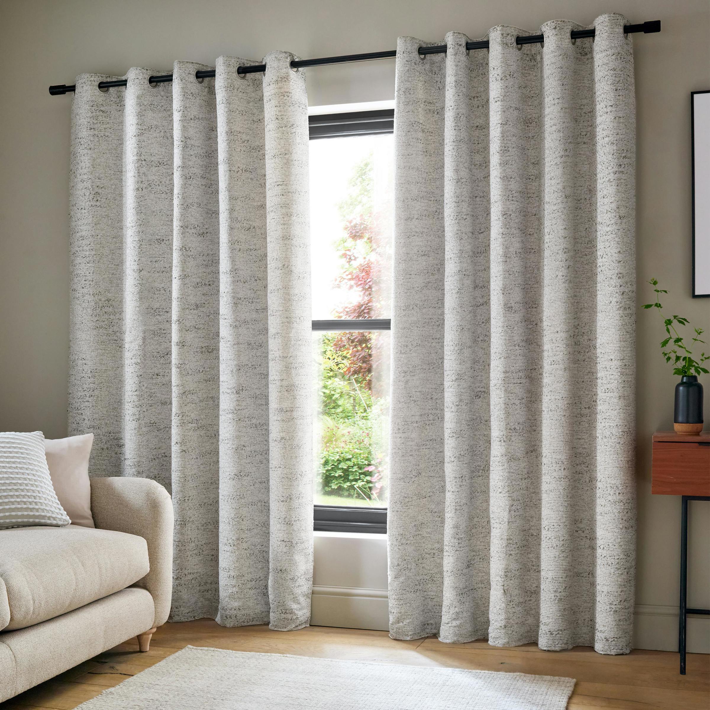 Photos - Curtains & Drapes Catherine Lansfield Rackhams Chunky Boucle Lined Eyelet Curtains Cream - 66 x 72 Inch - Cream 