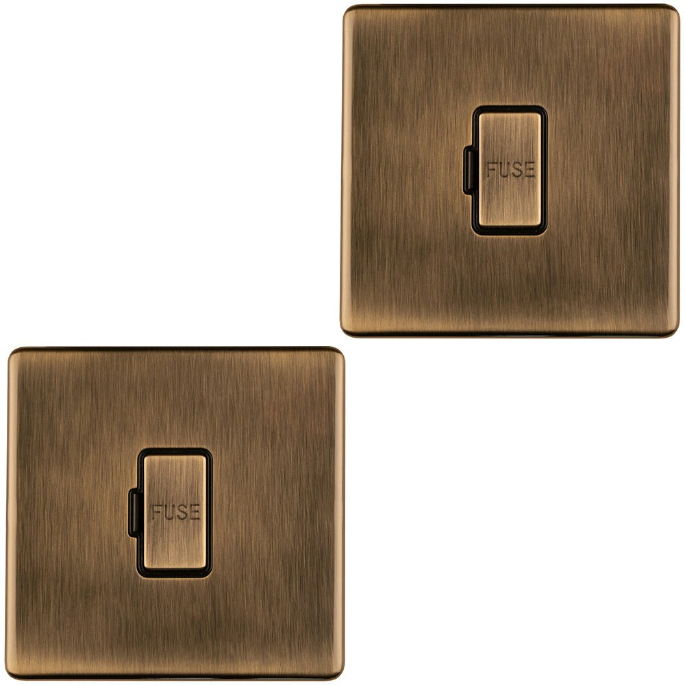 Rackhams Pack 1 Gang 13A Unswitched Fuse Spur Screwless Antique Brass Mains Isolation Size 2