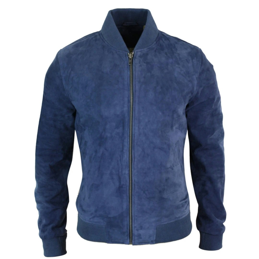Infinity Leather Men's Black/Blue Leather Company Suede Leather Varsity Bomber College Jacket Classic Camel - 5XL