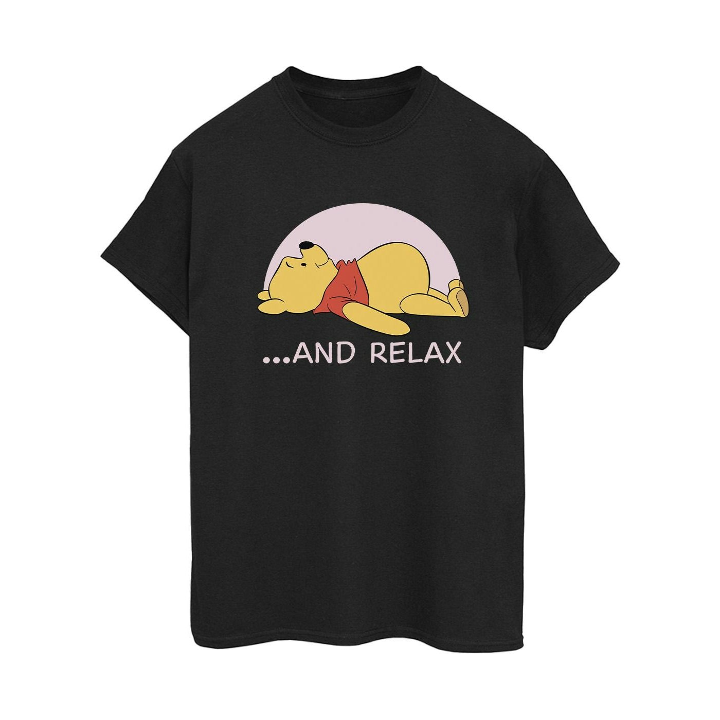 Disney Women's Black / Winnie The Pooh Relax Cotton Boyfriend T-Shirt - 5XL