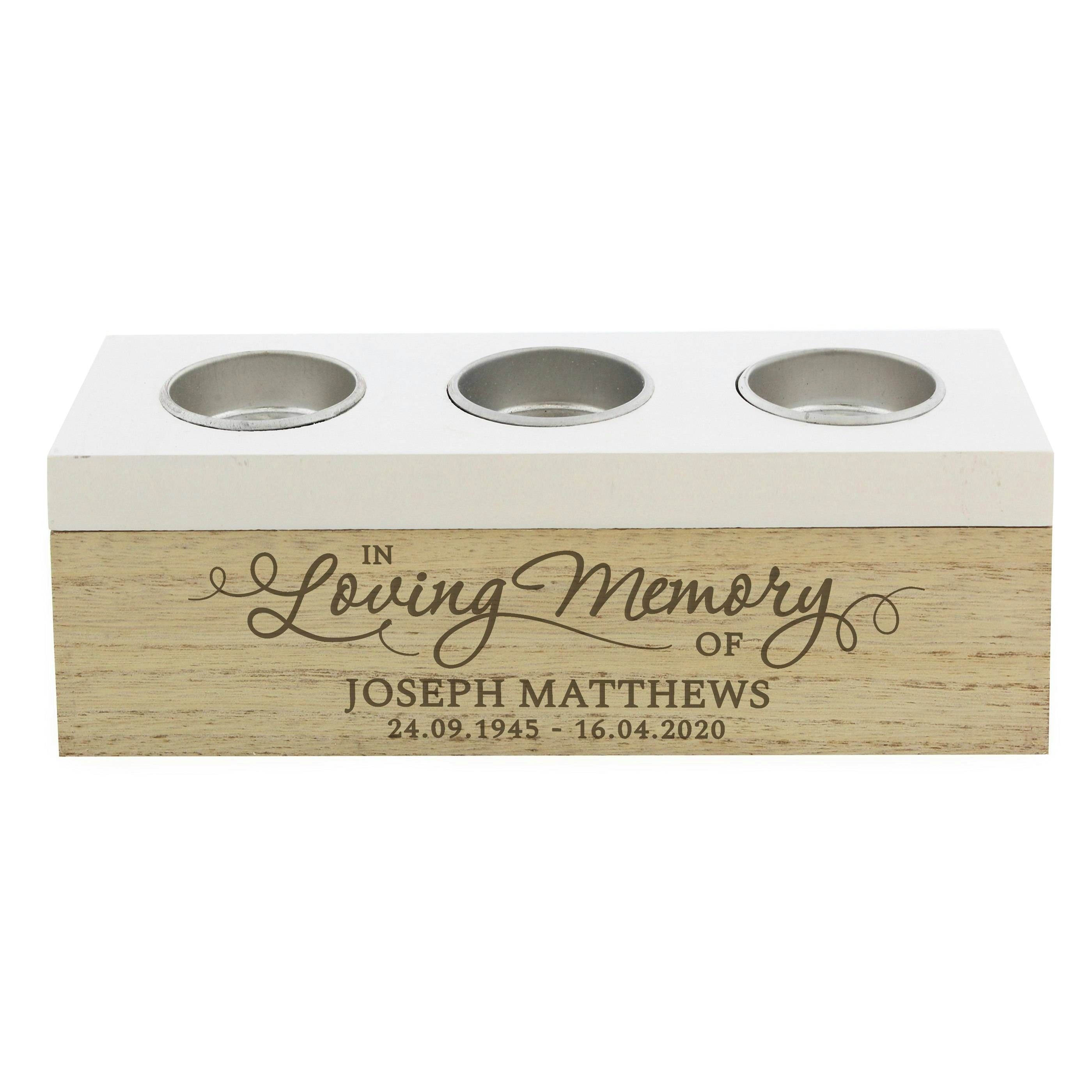 Rackhams Light Personalised In Loving Memory Triple Tea Box