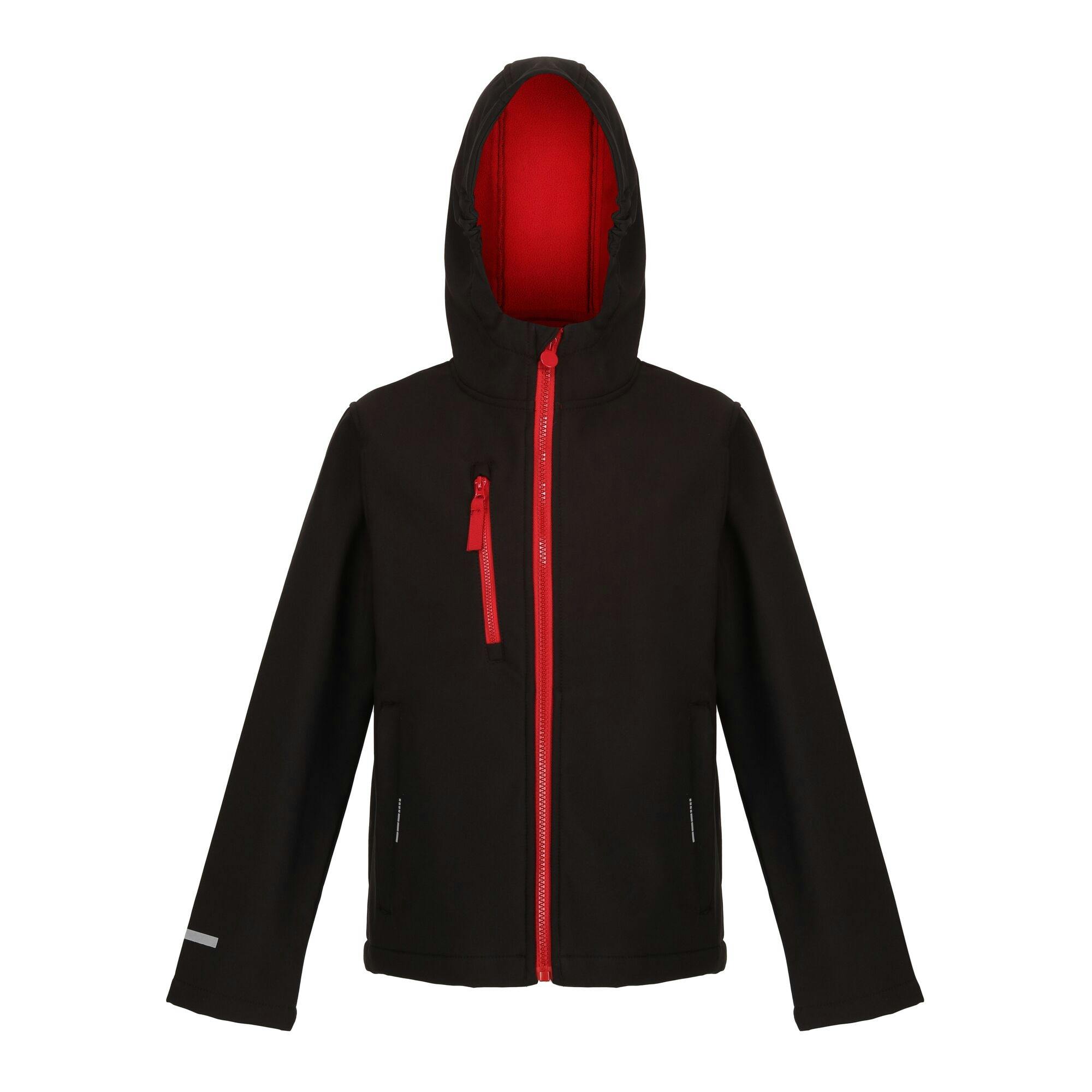 Regatta Black/Red Professional Kids 3 Layer Soft Shell Jacket - /Classic - 34In - /Classic - 100% Polyester