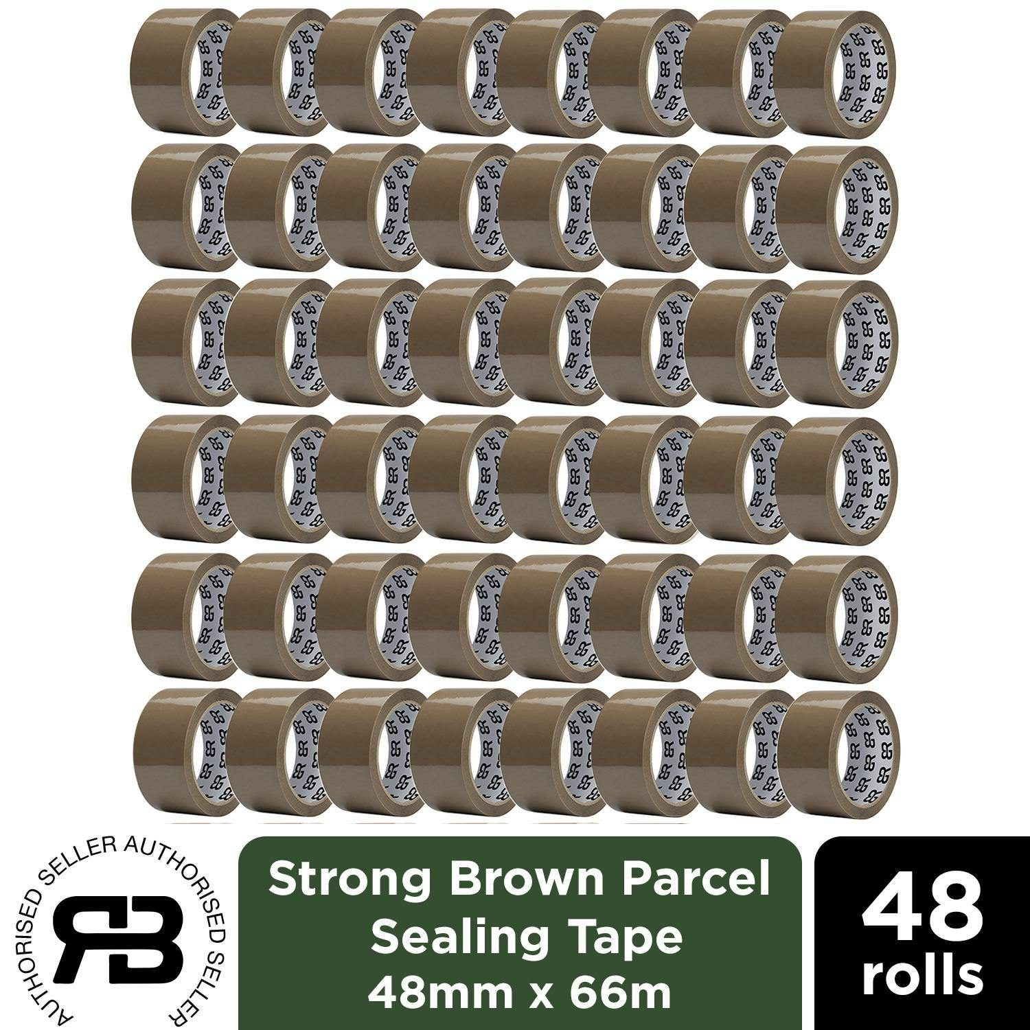 Rackhams Brown Packing Tape 48Mm X 66M Clear Fragile Parcel Box Tape 12, 24 Or 48 Rolls - Packing Tape - 48 Rolls- Bulk Saver