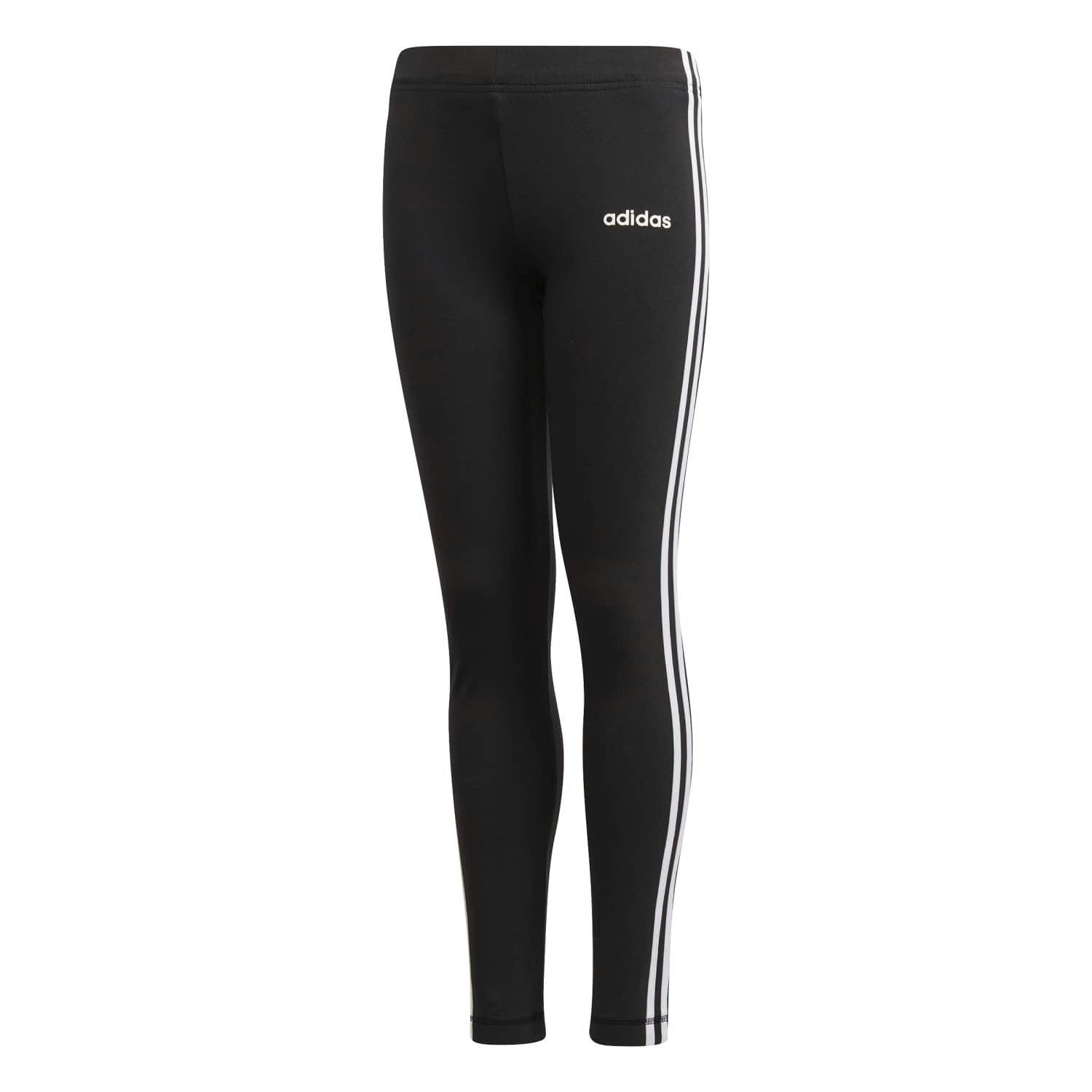 Adidas Girls Black Cotton Stripe Junior Leggings Dv0367 - 164 13-14 Years