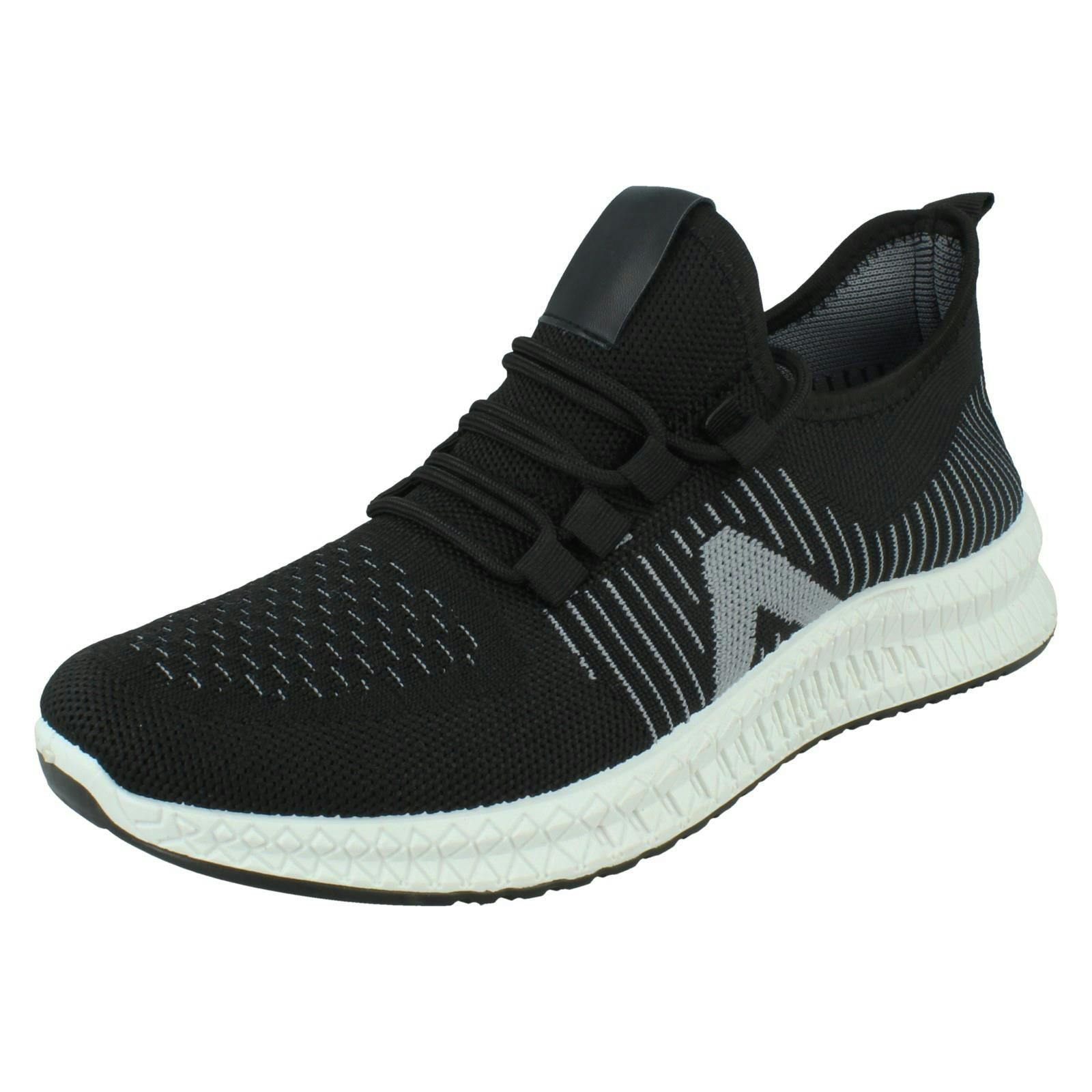 Reflex Men's Black Knitted Lace Up Trainers A2186 - Uk 8