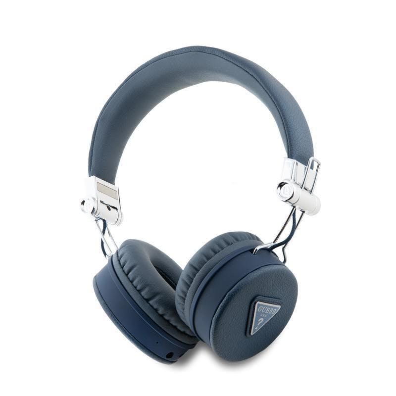 Guess Blue Pu Grained Triangle Logo Enc Wireless Headphones - Gubh70pgtspsb