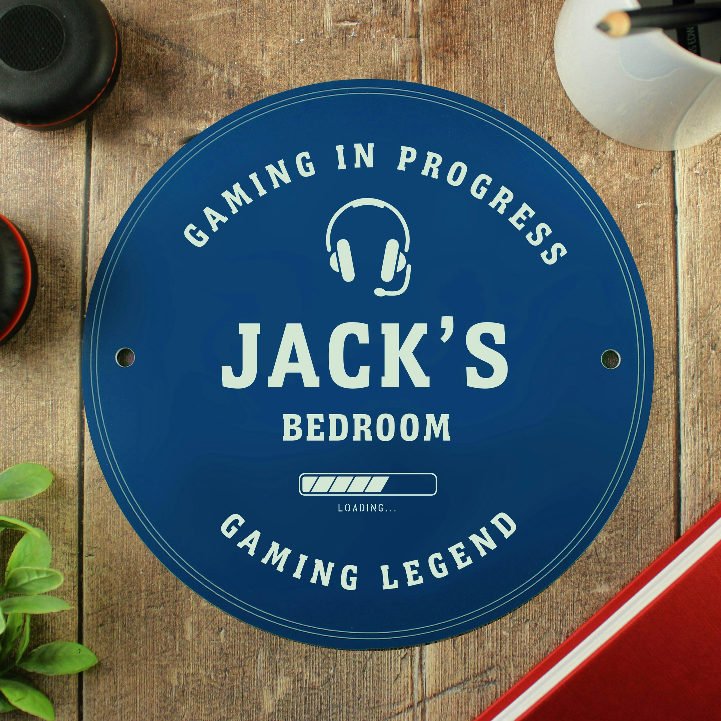 Rackhams Blue Personalised Gaming Plaque