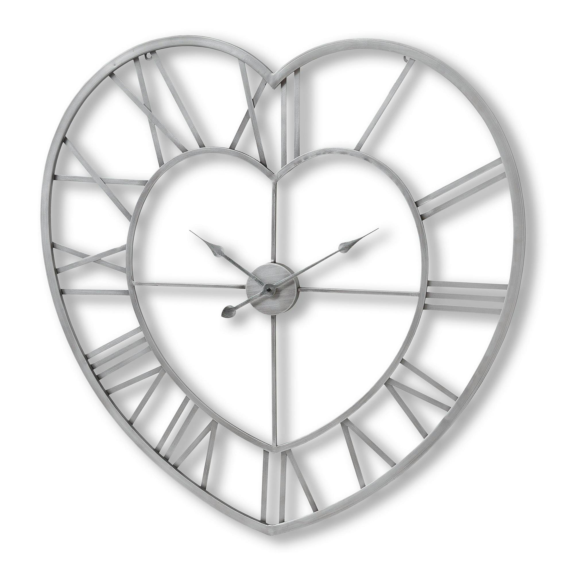 Hill Interiors Silver Metal Frame Heart Clock - One Size - 100% Metal