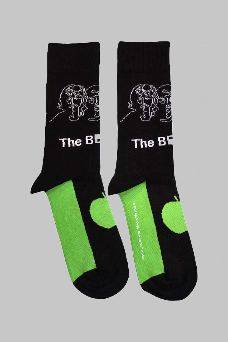 Paradiso Clothing Unisex White The Beatles Album Faces Outlines And Apple Ankle Socks