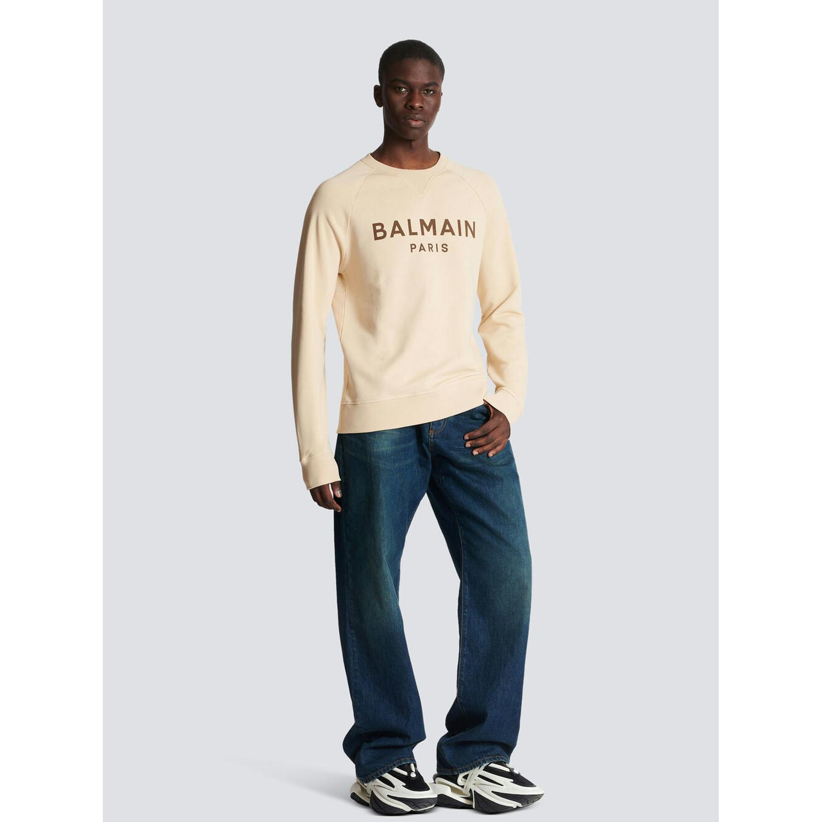 Balmain Light/Brown Logo Print Sweatshirt In - M