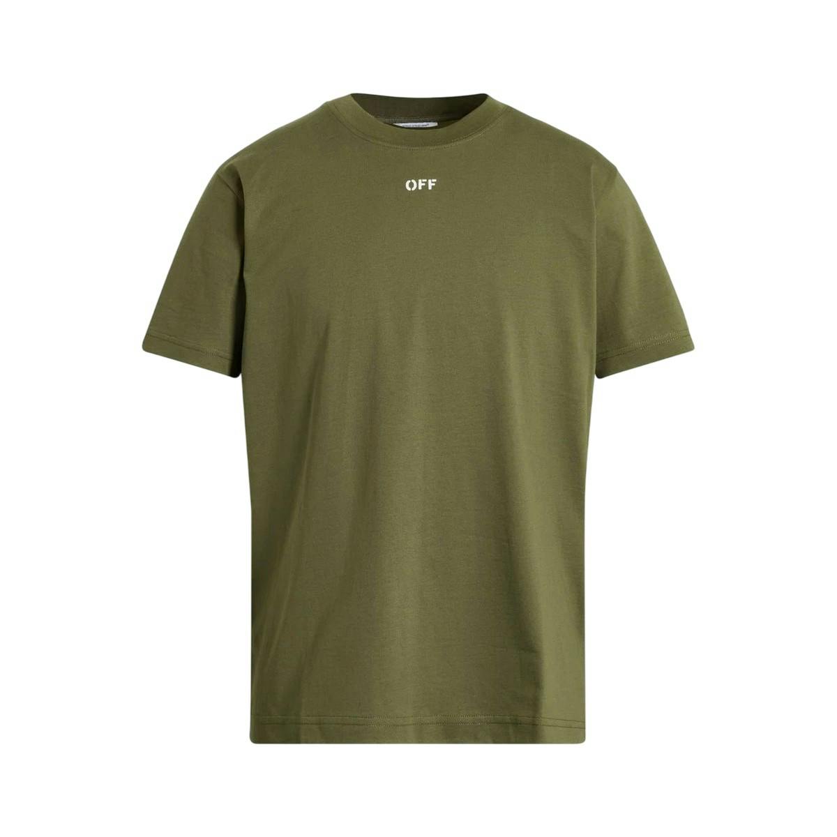 Off-White Men's White Off- Off Off Stamp Cotton T-Shirt - /Moss - S - /Moss - 100% Cotton