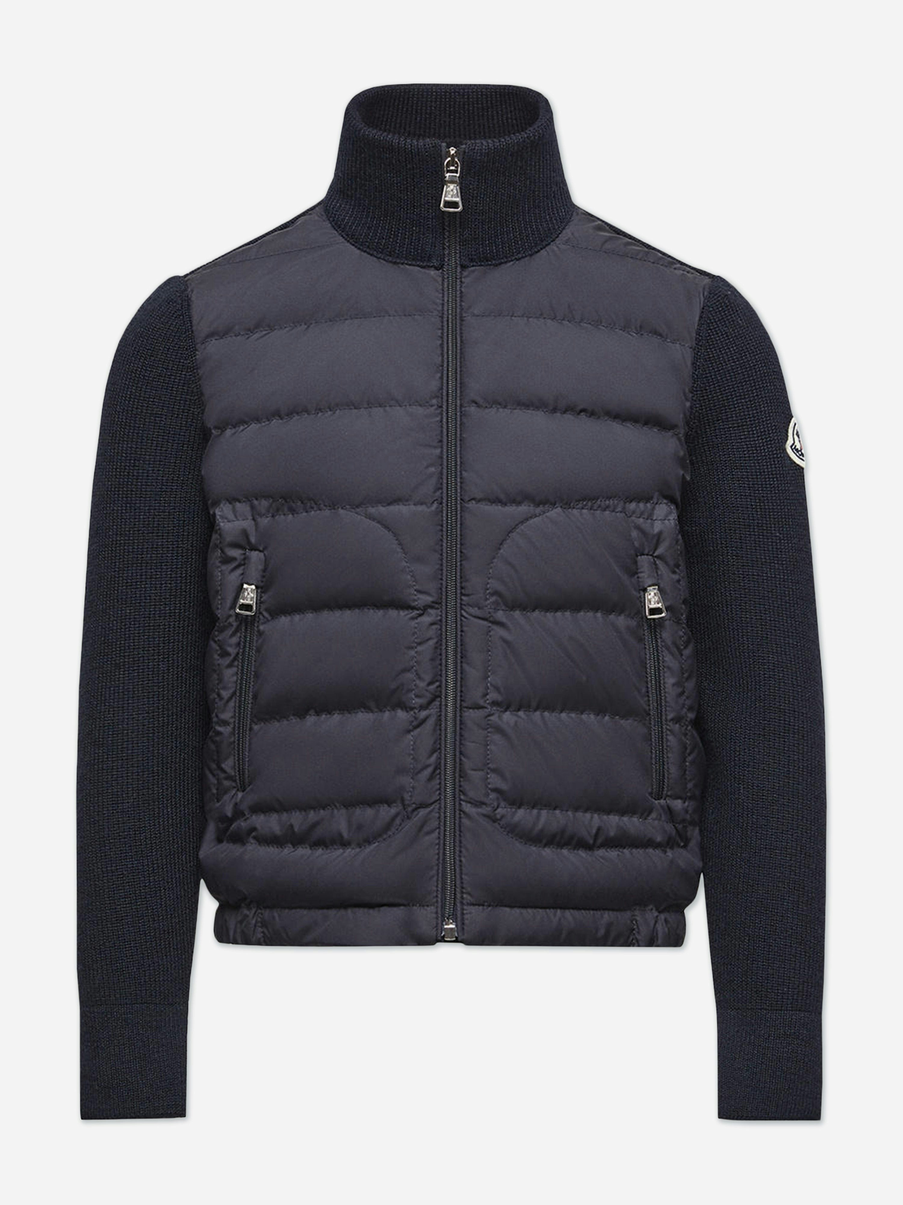 Moncler Enfant Boys Blue Down Padded Zip Up Cardigan In Navy - 4 Yrs