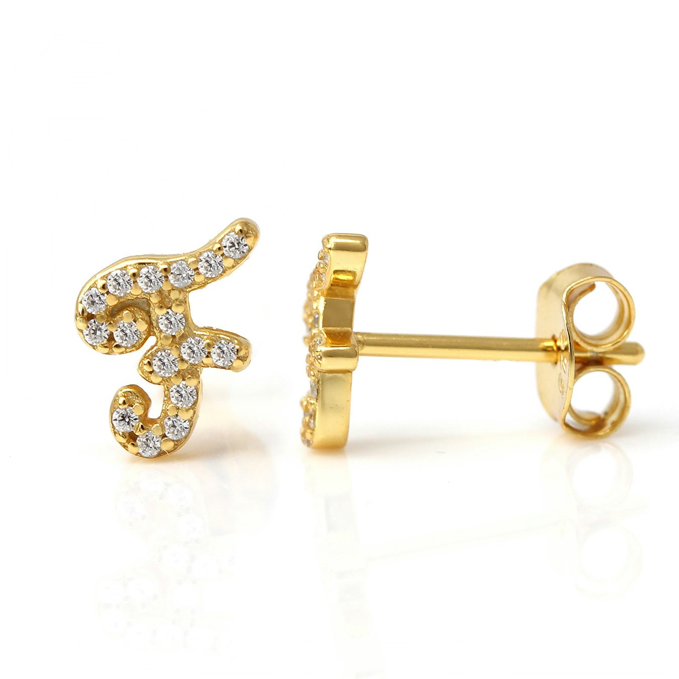 Say It With Yellow/Gold Luxe Cz Initial Earrings - Plated - F
