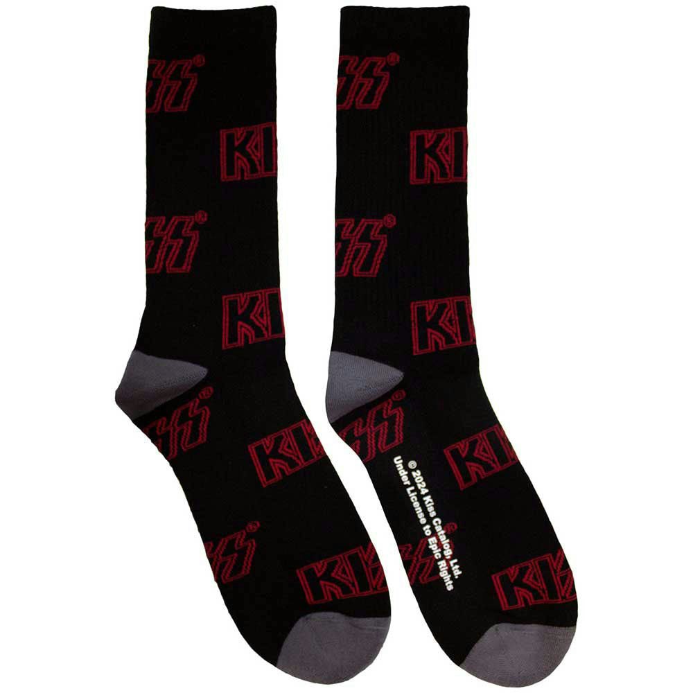 Paradiso Clothing Unisex Black Kiss Band Logo Pattern Ankle Socks