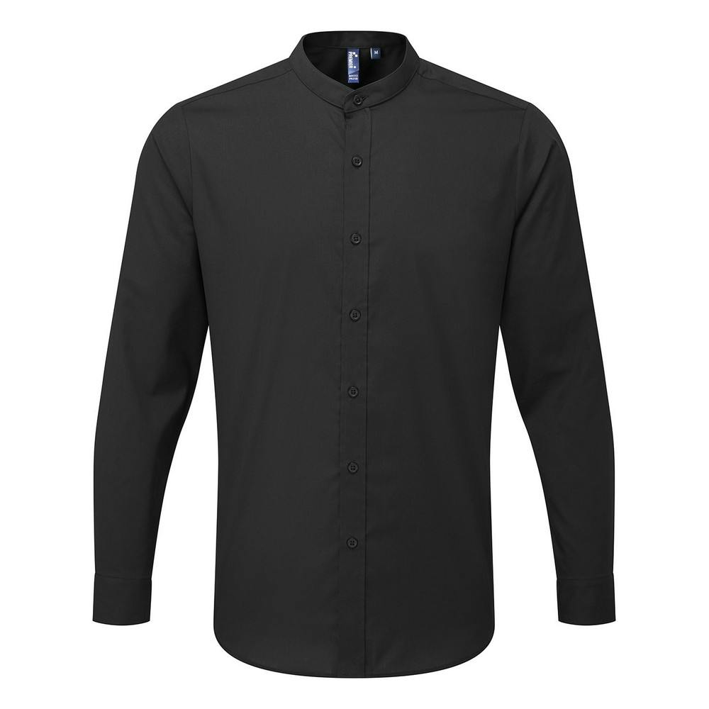 Premier (Xxl, Black) Mens Banded Collar Long-Sleeved Formal Shirt - Image 3