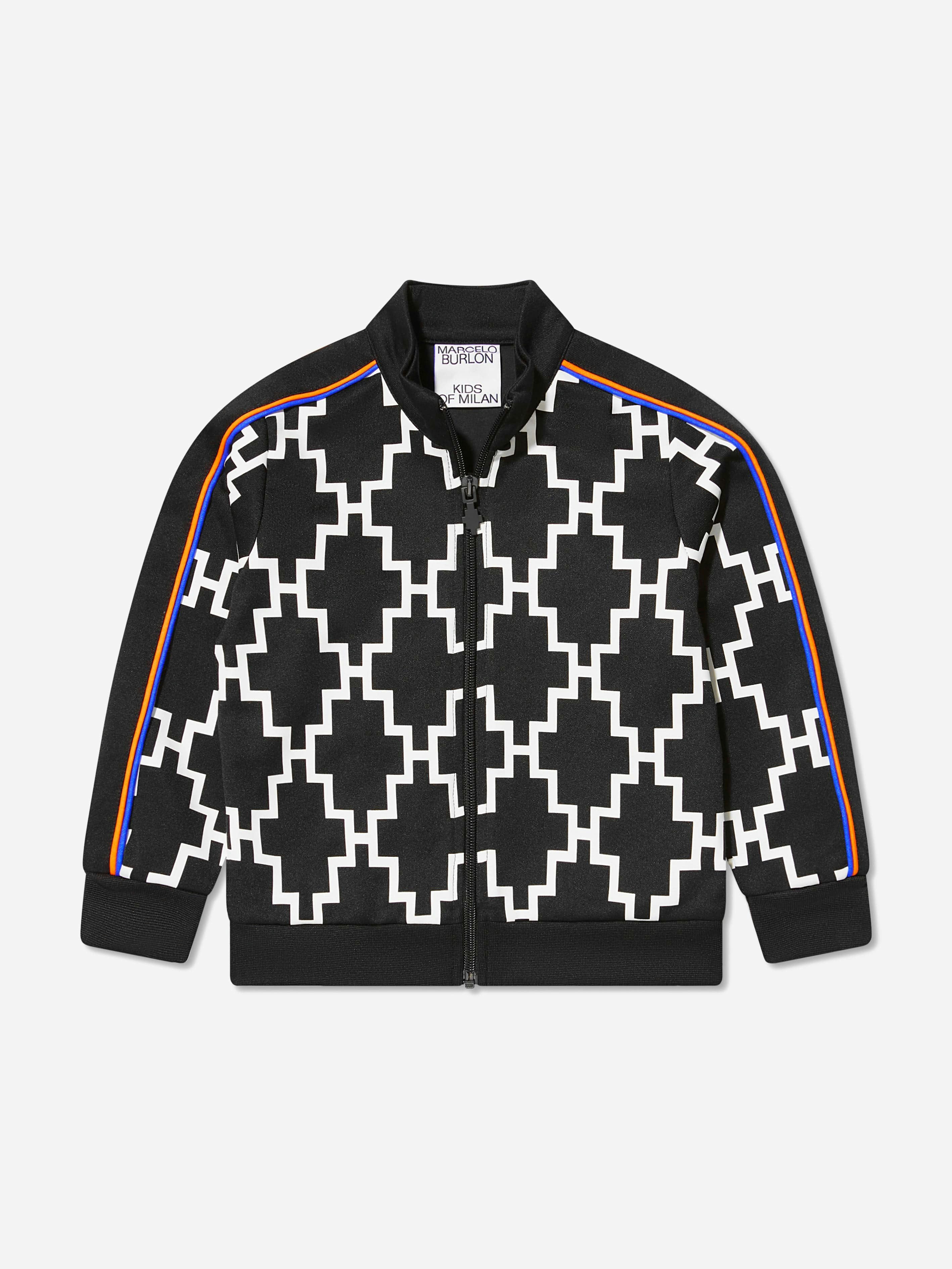Marcelo Burlon Boys Black Cross Piping Track Zip Up Top - 6 Yrs