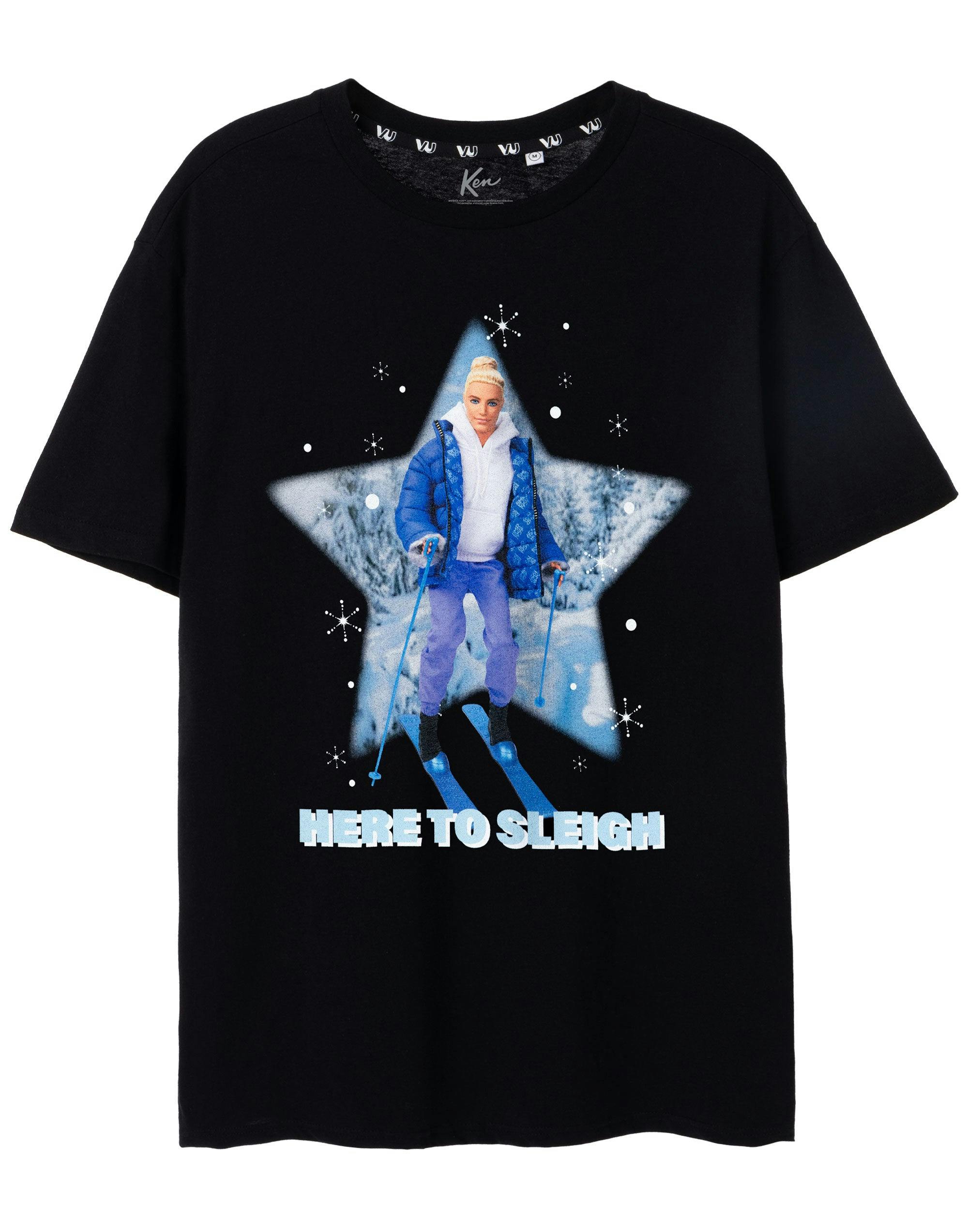 Vanilla Underground Men's Black Barbie Ken Here To Sleigh Short Sleeved T-Shirt - XXX-Large