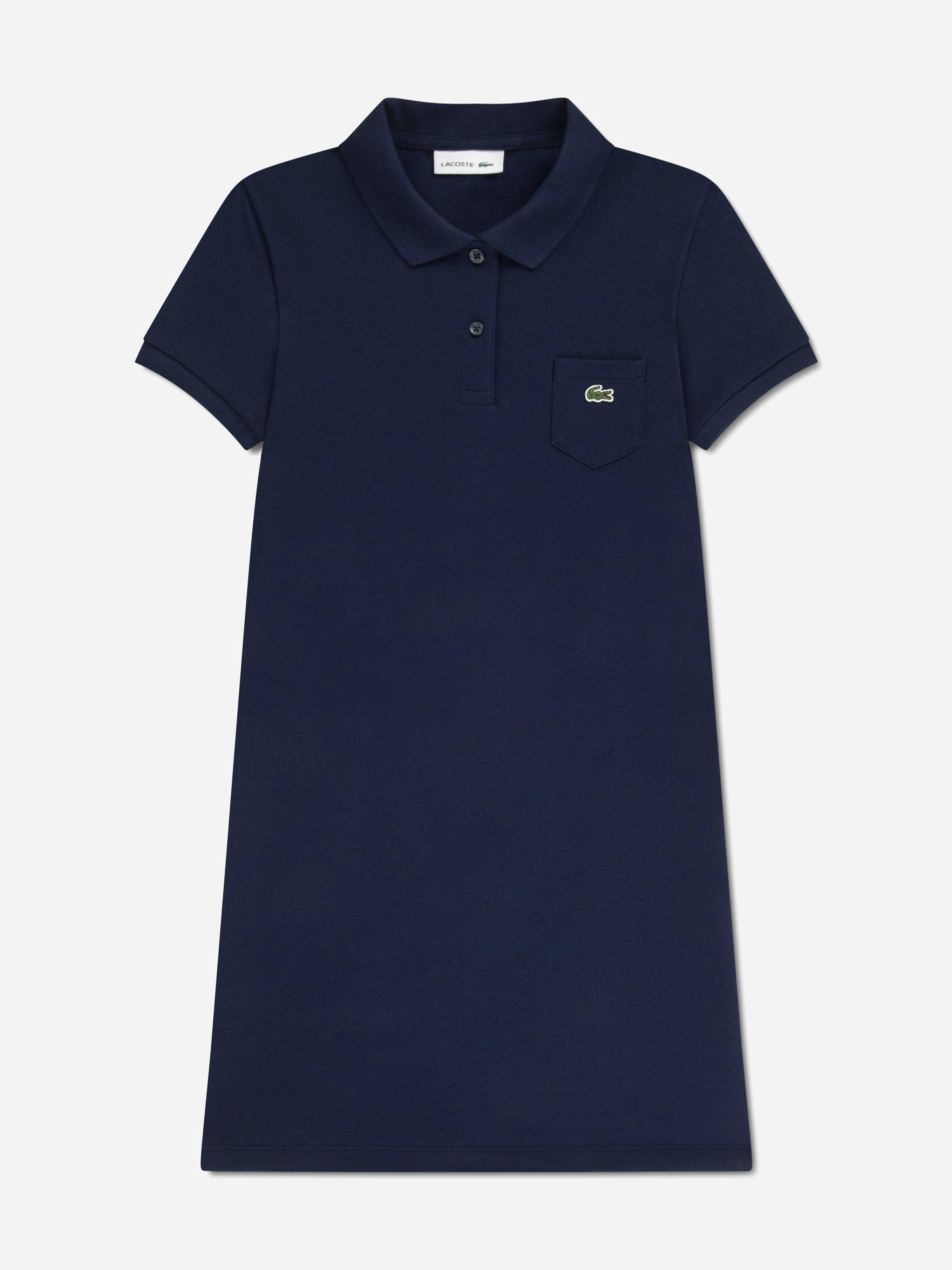 Lacoste Kids Girls Lacoste Pique Polo Dress In Navy - Navy - 4 Yrs