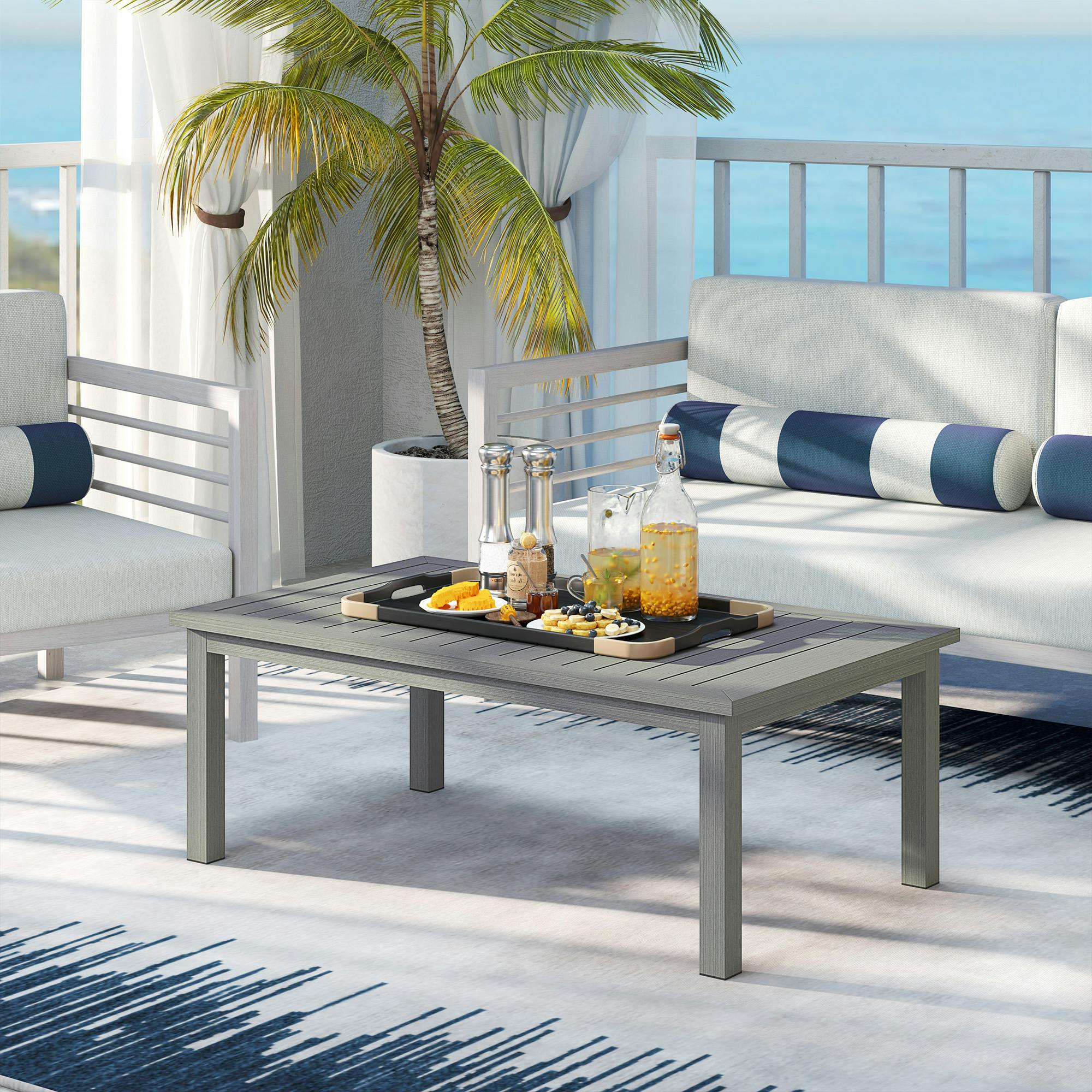 Rackhams Black Aluminium Outdoor Coffee Table Patio Table,