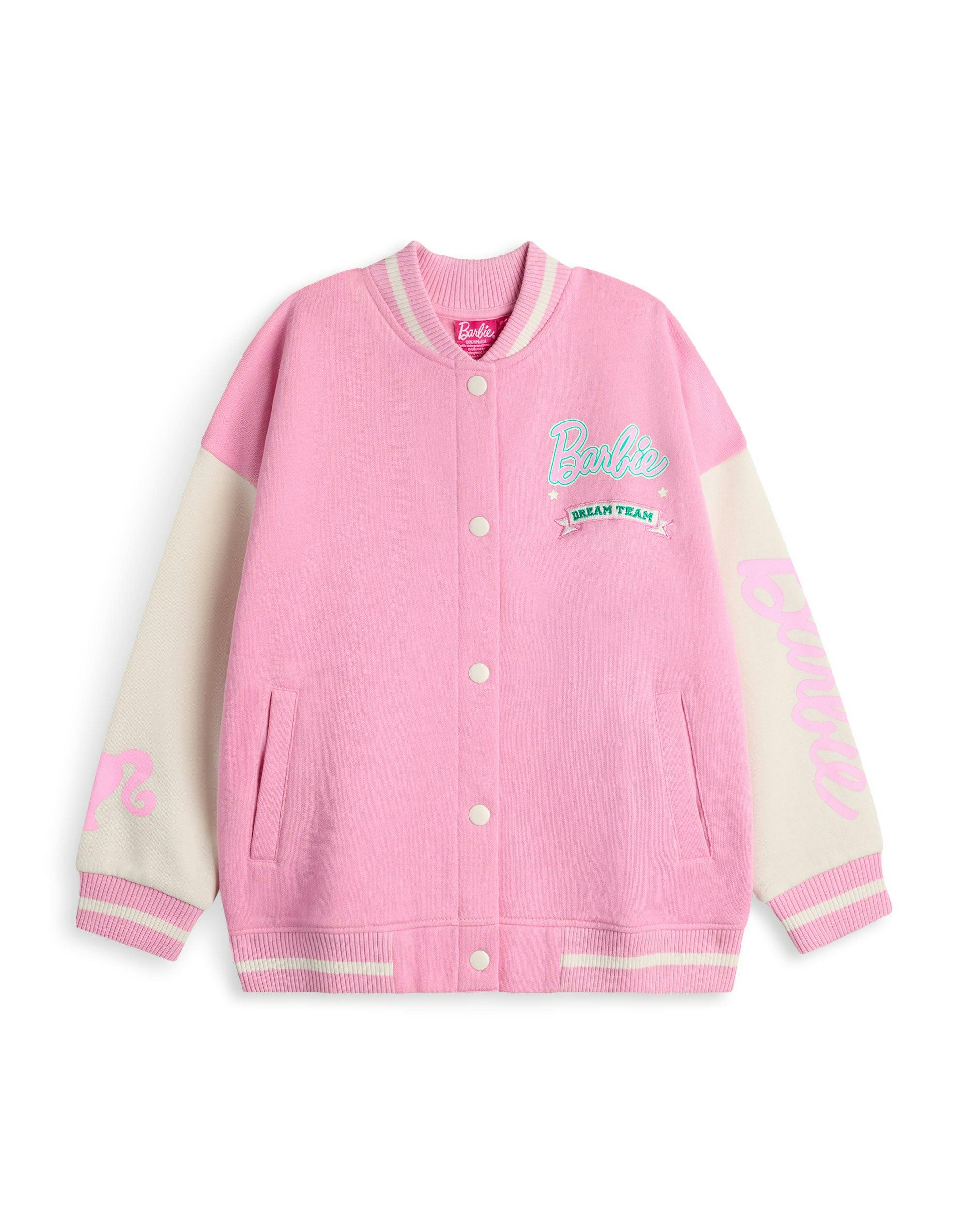 Vanilla Underground Girls Pink Barbie Dream Team Varsity Jacket - 9-10 Years