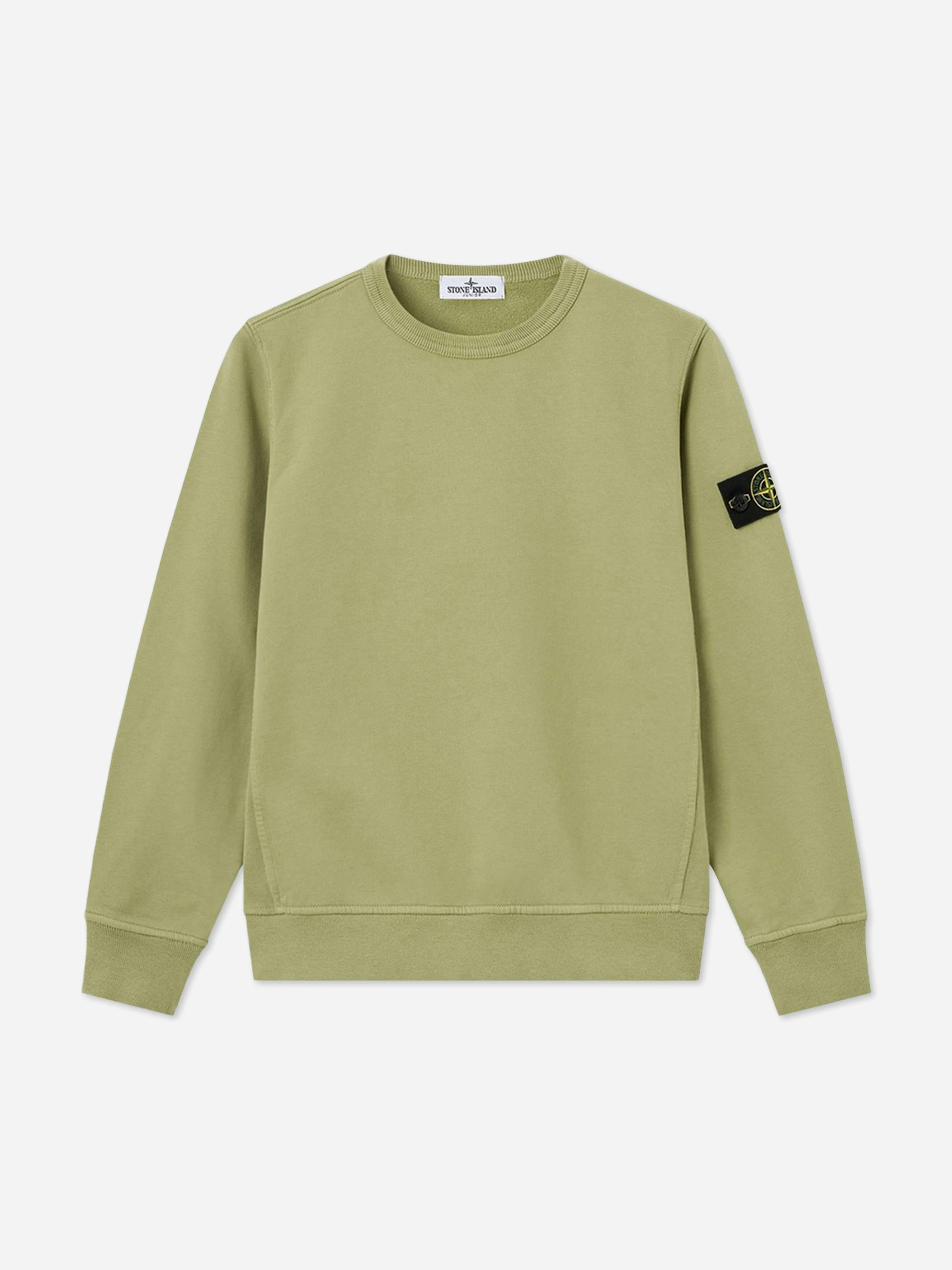 Stone Island Junior Boys Green Stone Island Brushed Cotton Fleece Sweatshirt In - Multicoloured - 8 Yrs
