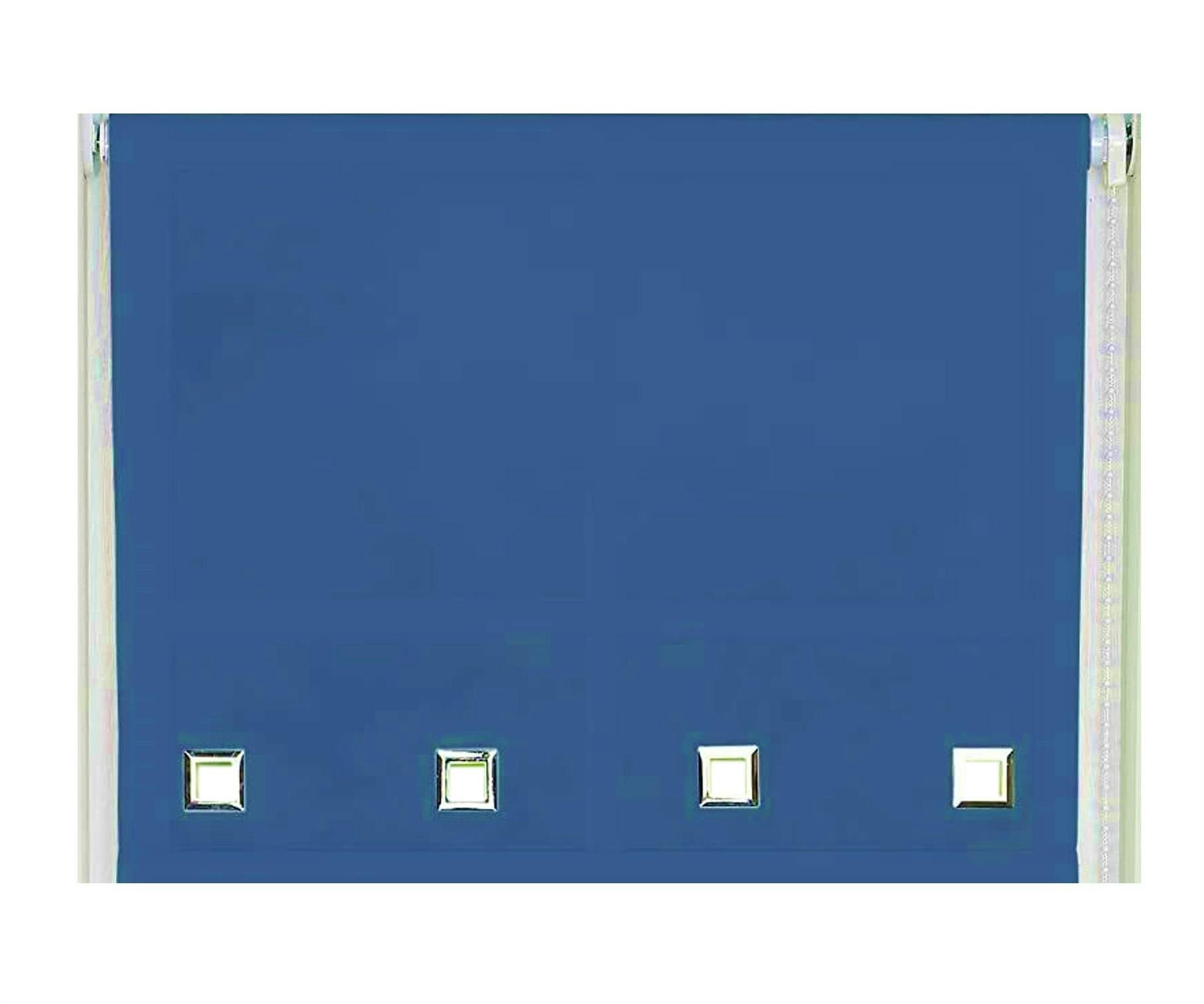 Newedgeblinds Blue Square Eyelet Edge Roller Blind - 120Cm