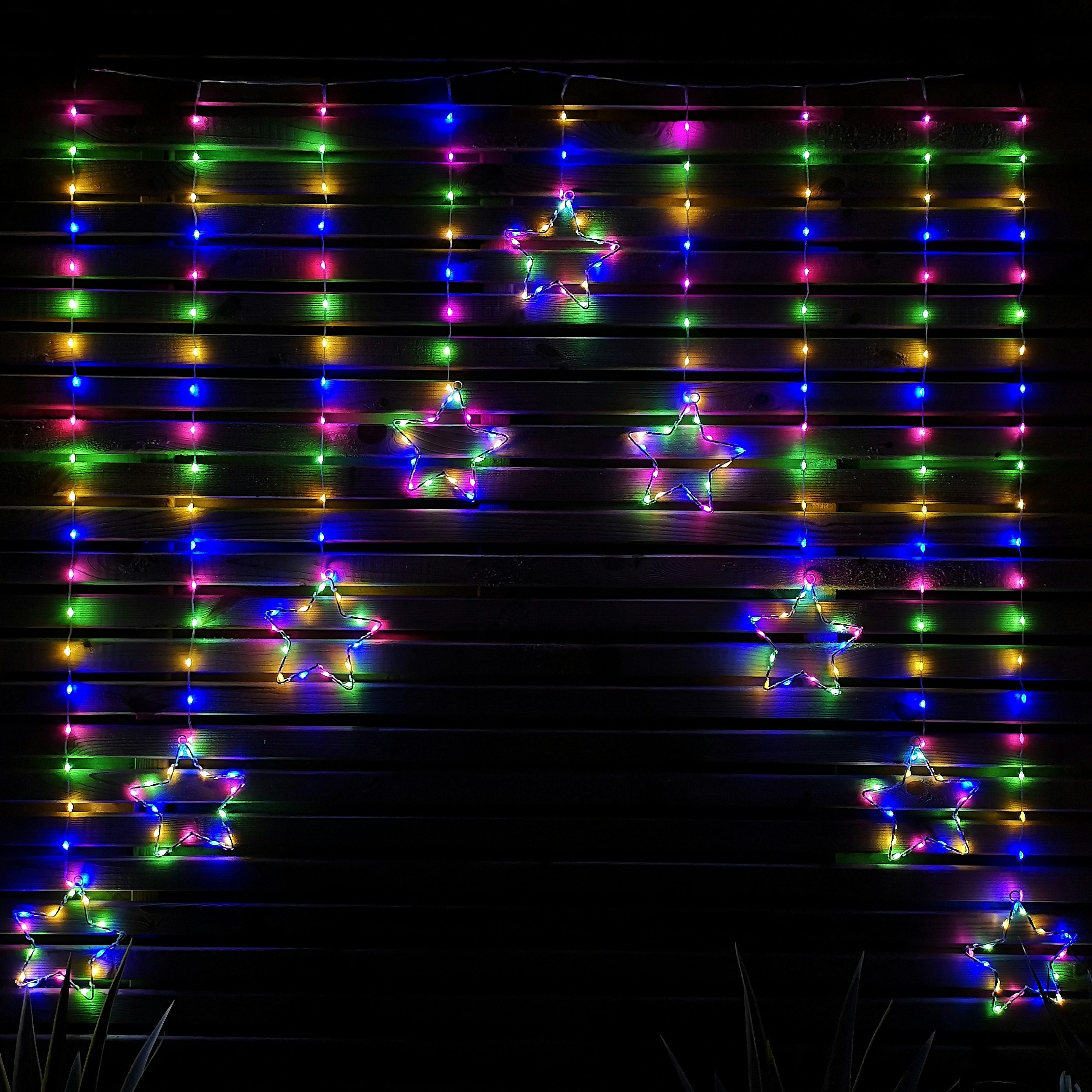 Rackhams 1.2M Multi Colour Led Star Curtain Lights Christmas Decorations