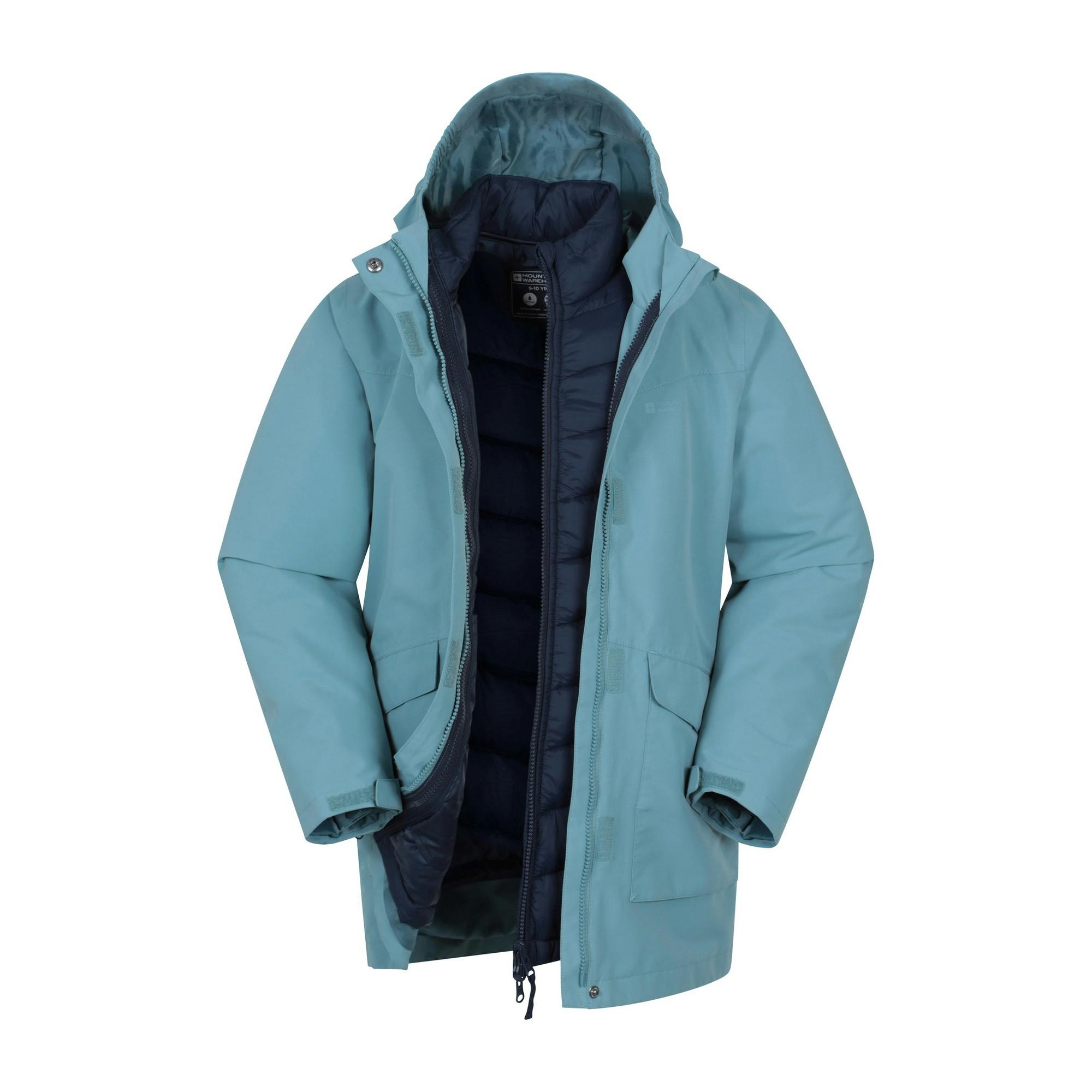 Mountain Warehouse Kids Alaskan 3 In 1 Waterproof Jacket - Teal - 13 Years - Teal - 100% Polyamide