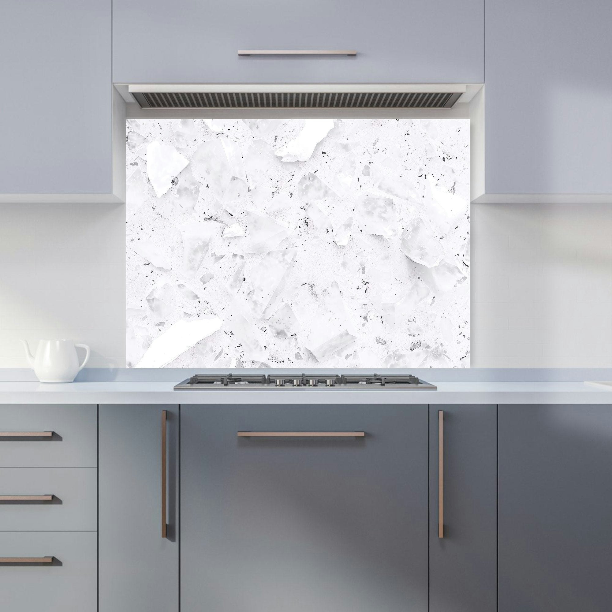 Warren Reed White - Designer Ice Quartz Effect Kitchen Splashback - W900mm X H650mm